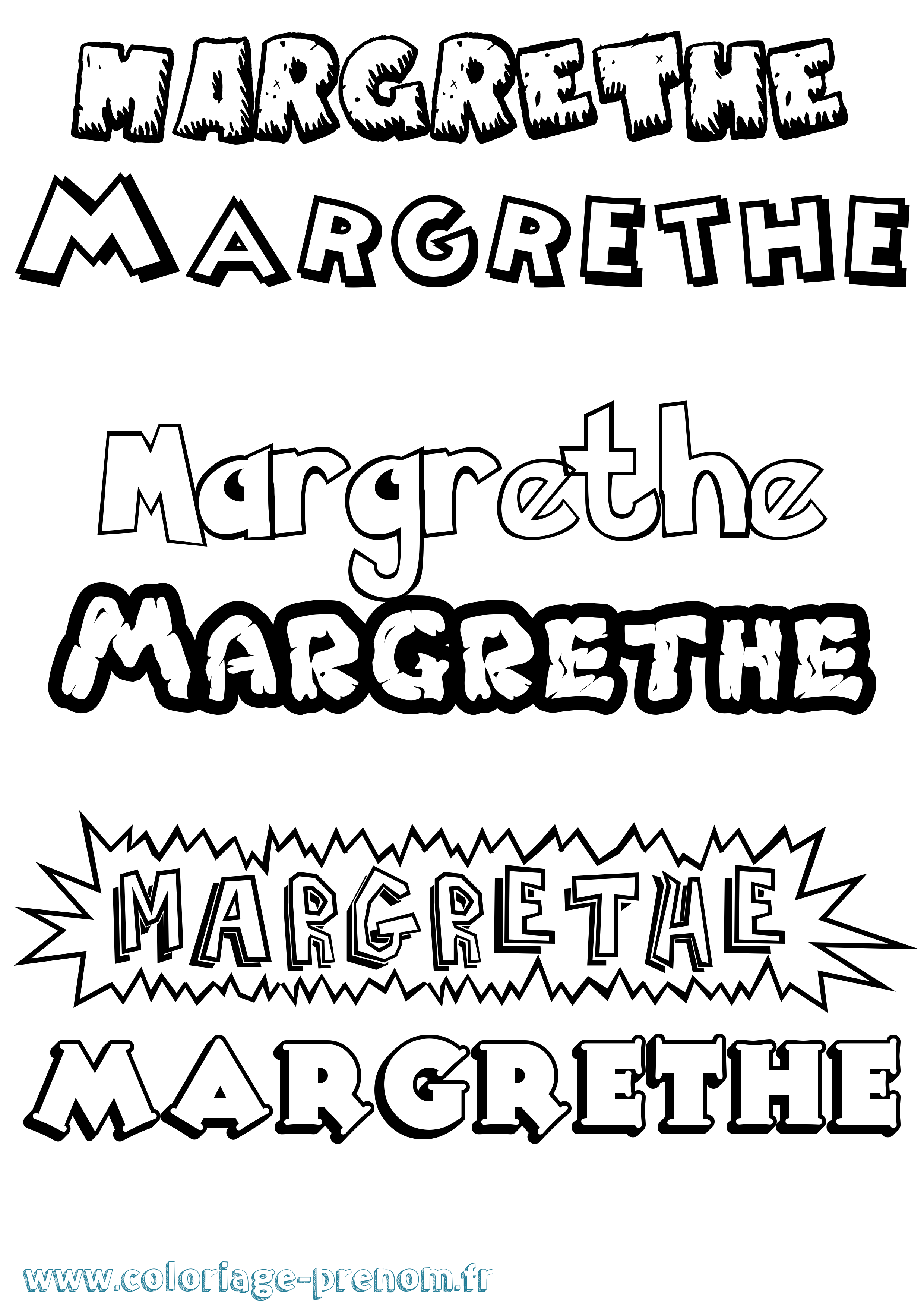 Coloriage Margrethe Dessin Animé Coloriage prénom Margrethe Dessin Animé