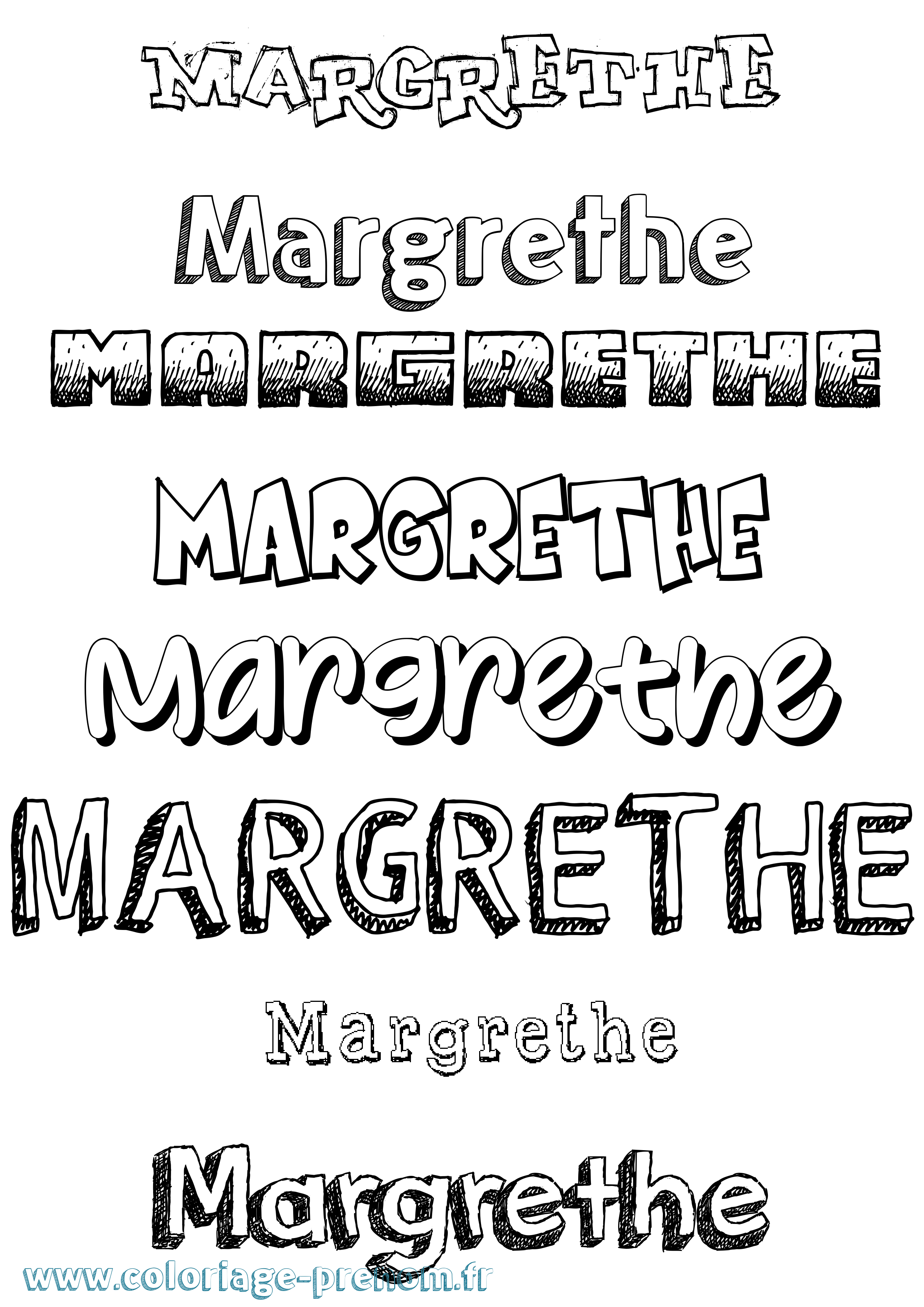 Coloriage prénom Margrethe Dessiné