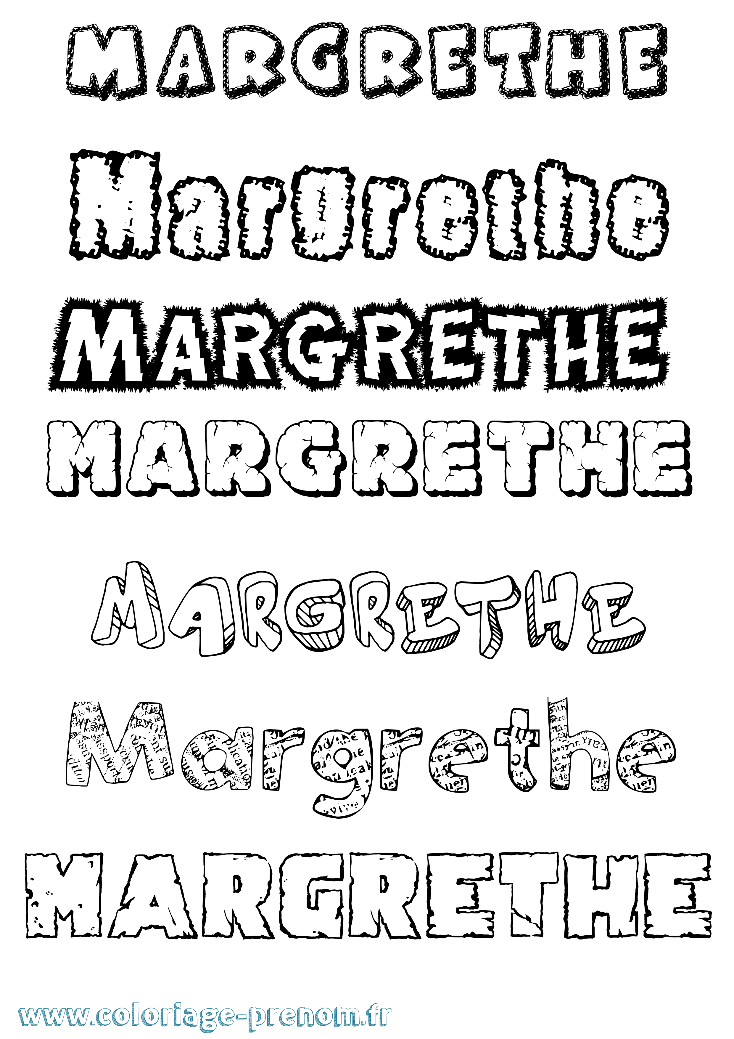 Coloriage prénom Margrethe Destructuré