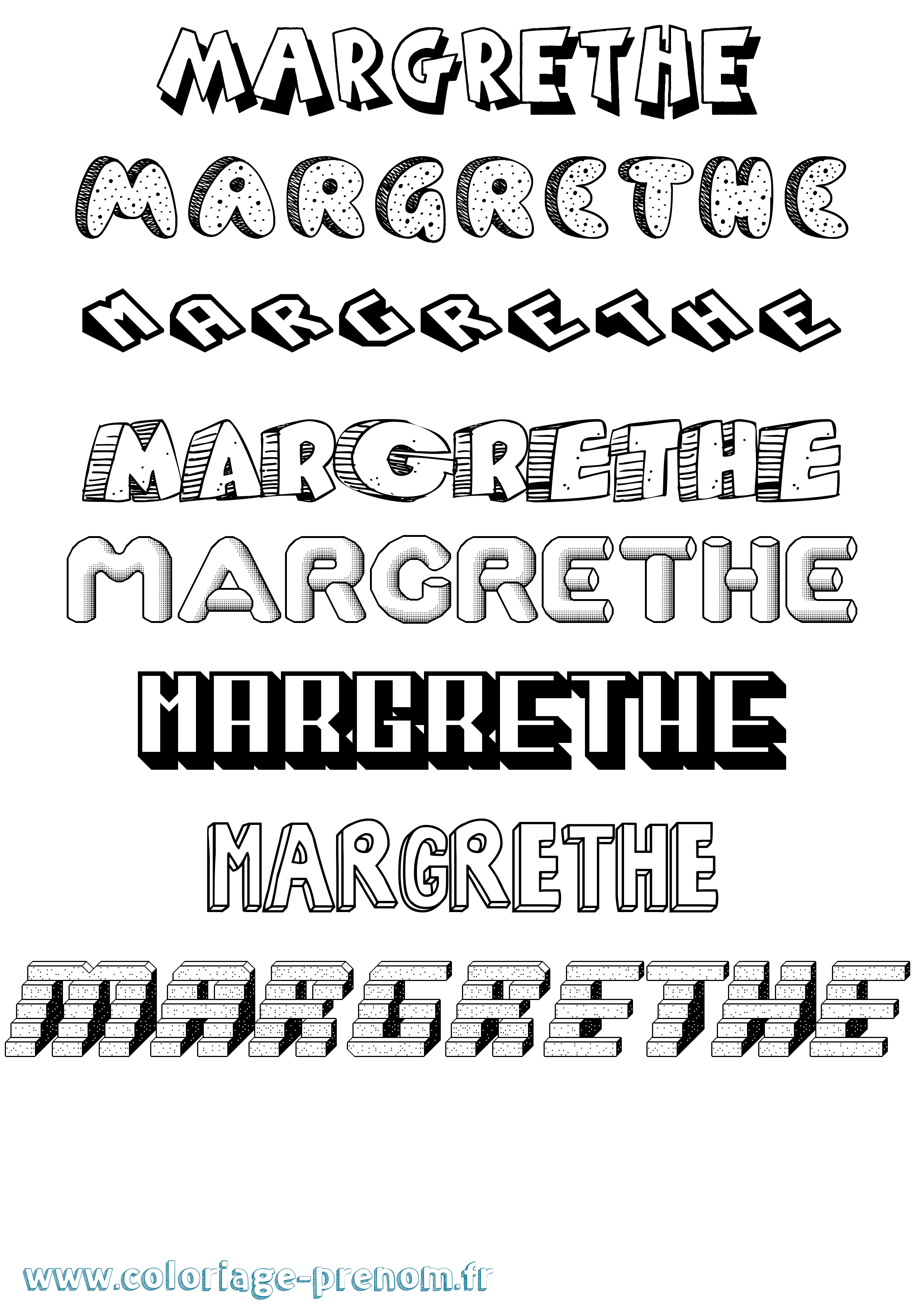 Coloriage Margrethe Effet 3D Coloriage prénom Margrethe Effet 3D