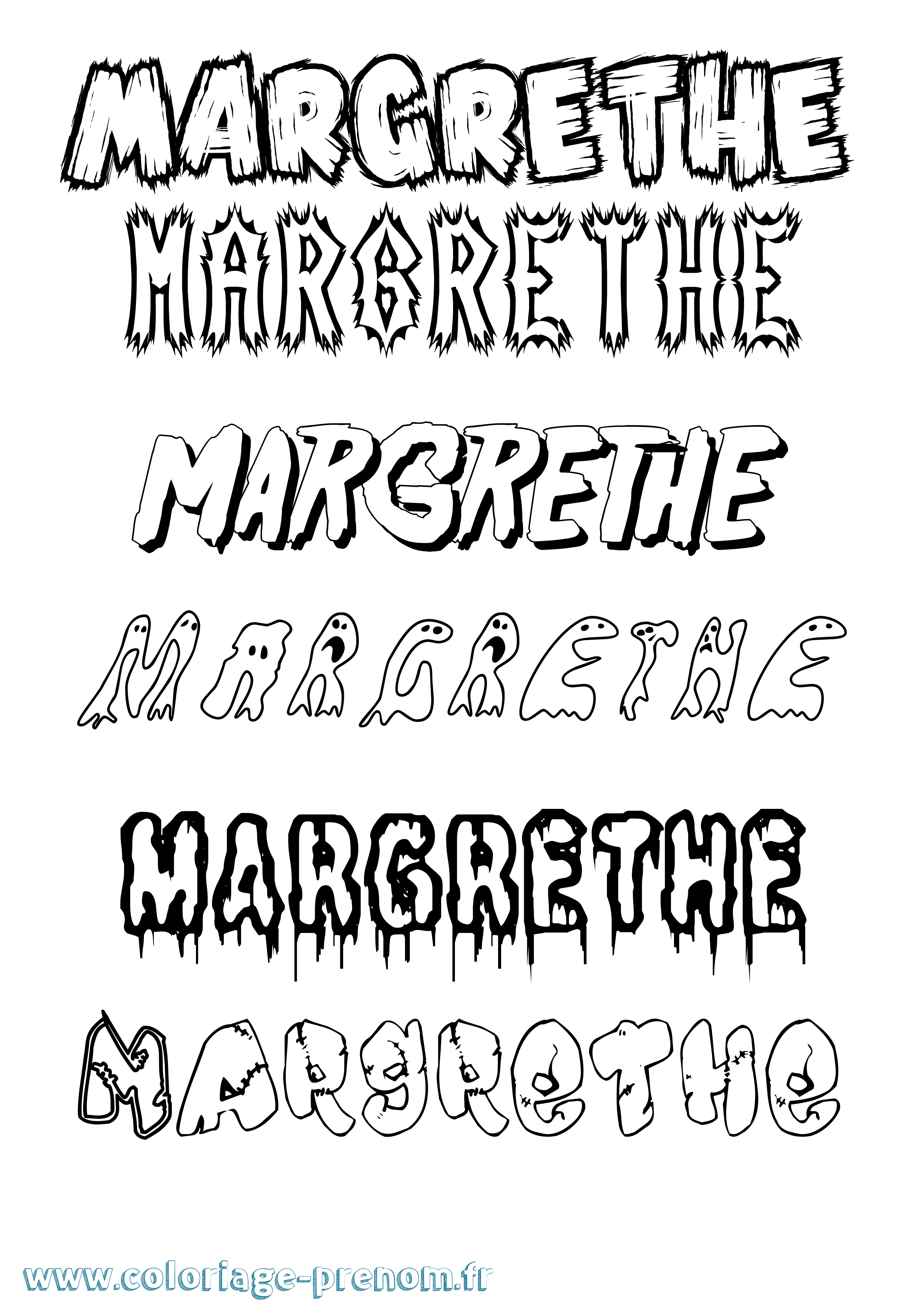 Coloriage Margrethe Frisson Coloriage prénom Margrethe Frisson