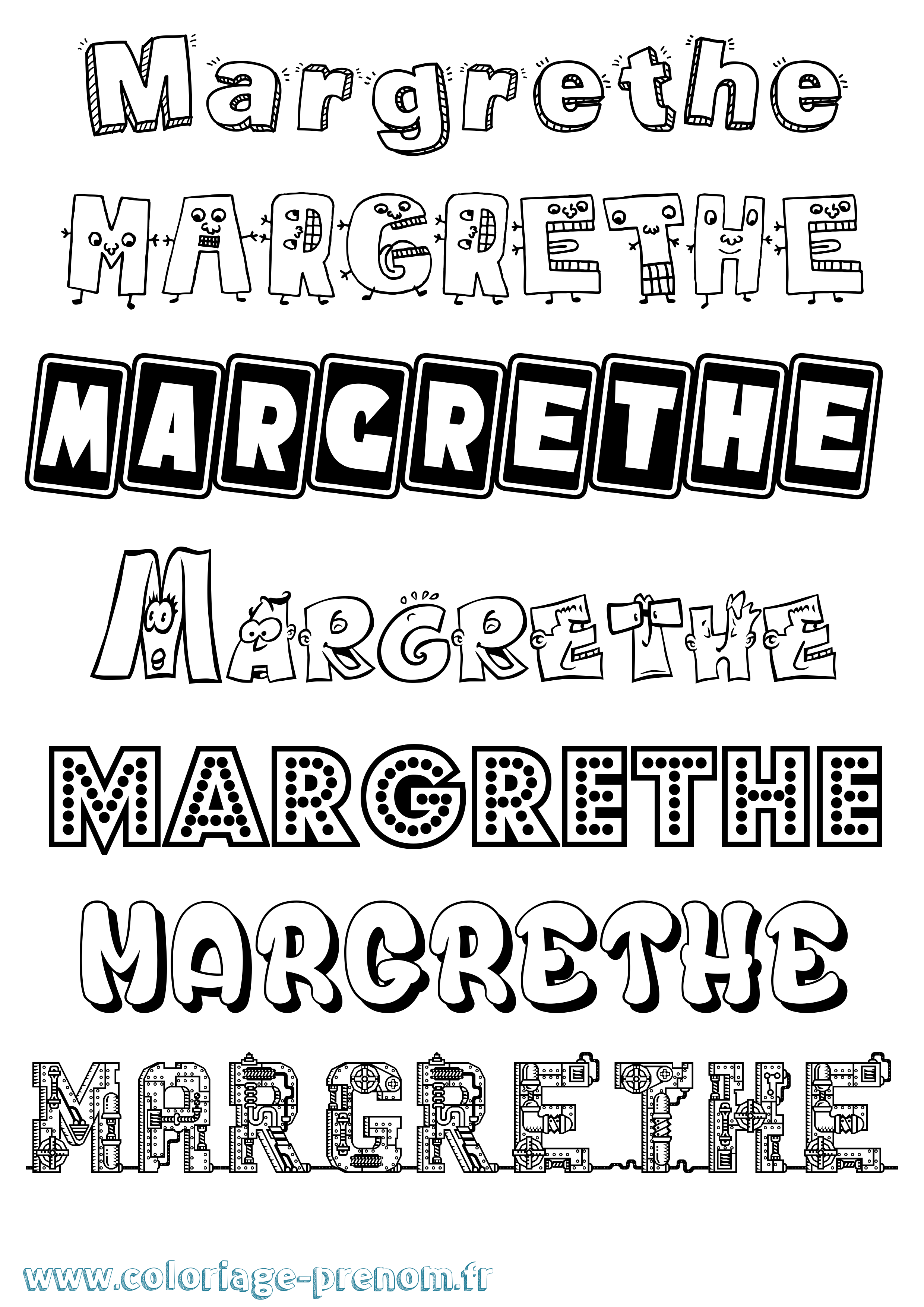 Coloriage Margrethe Fun Coloriage prénom Margrethe Fun