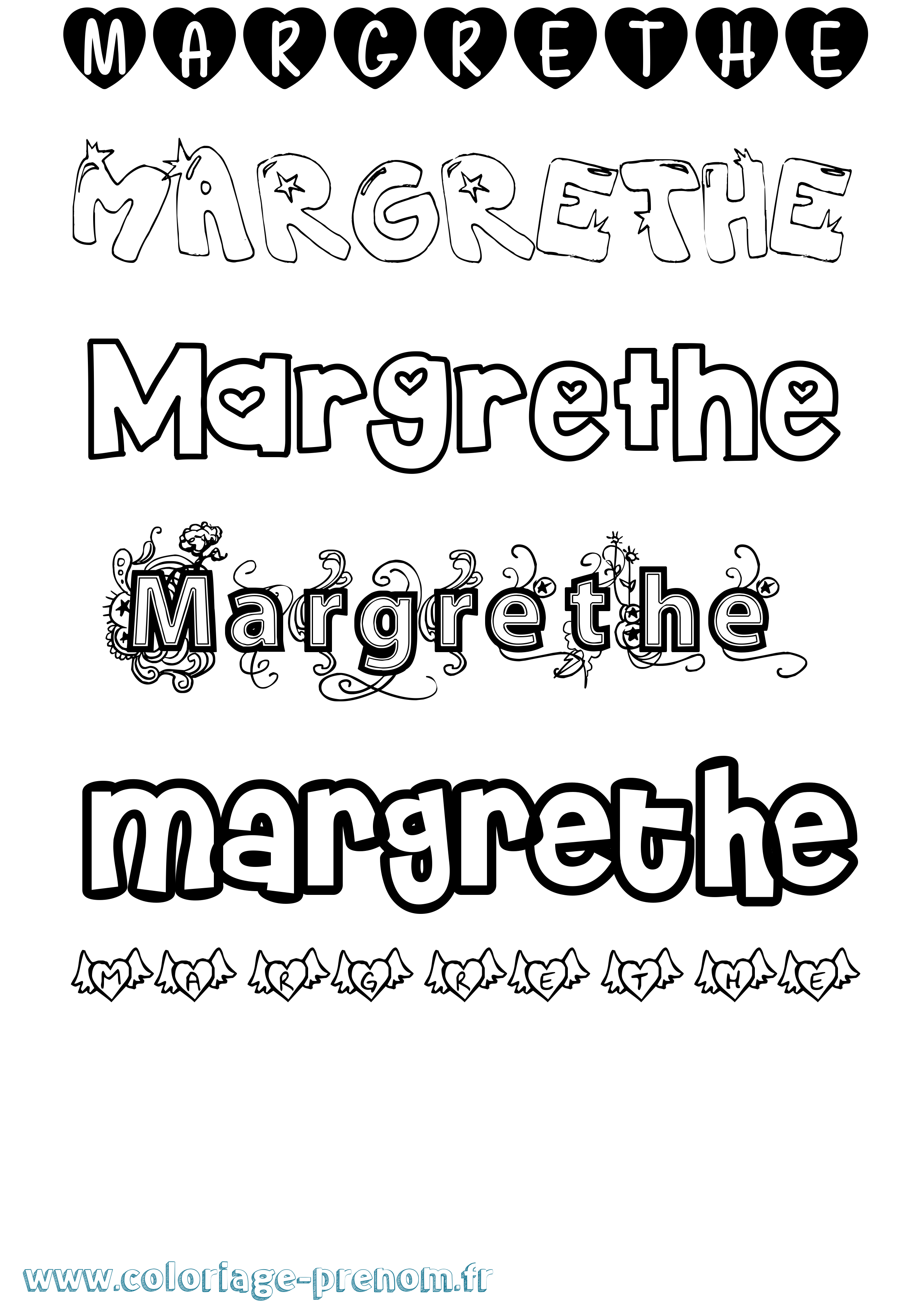 Coloriage Margrethe Girly Coloriage prénom Margrethe Girly