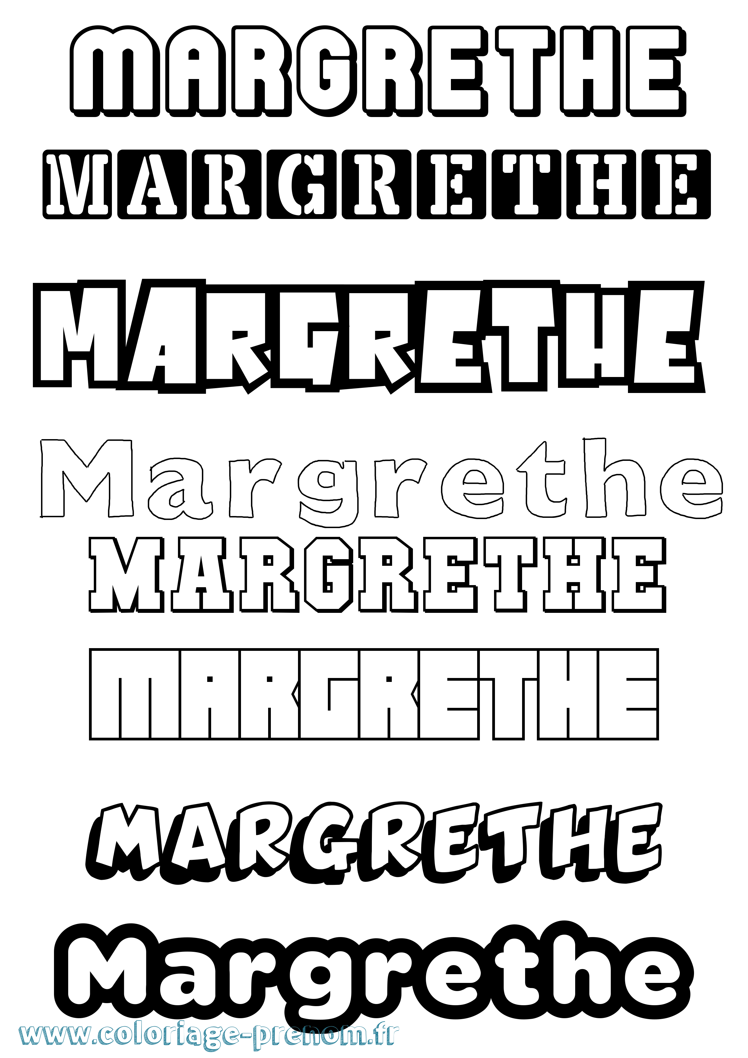 Coloriage prénom Margrethe Simple