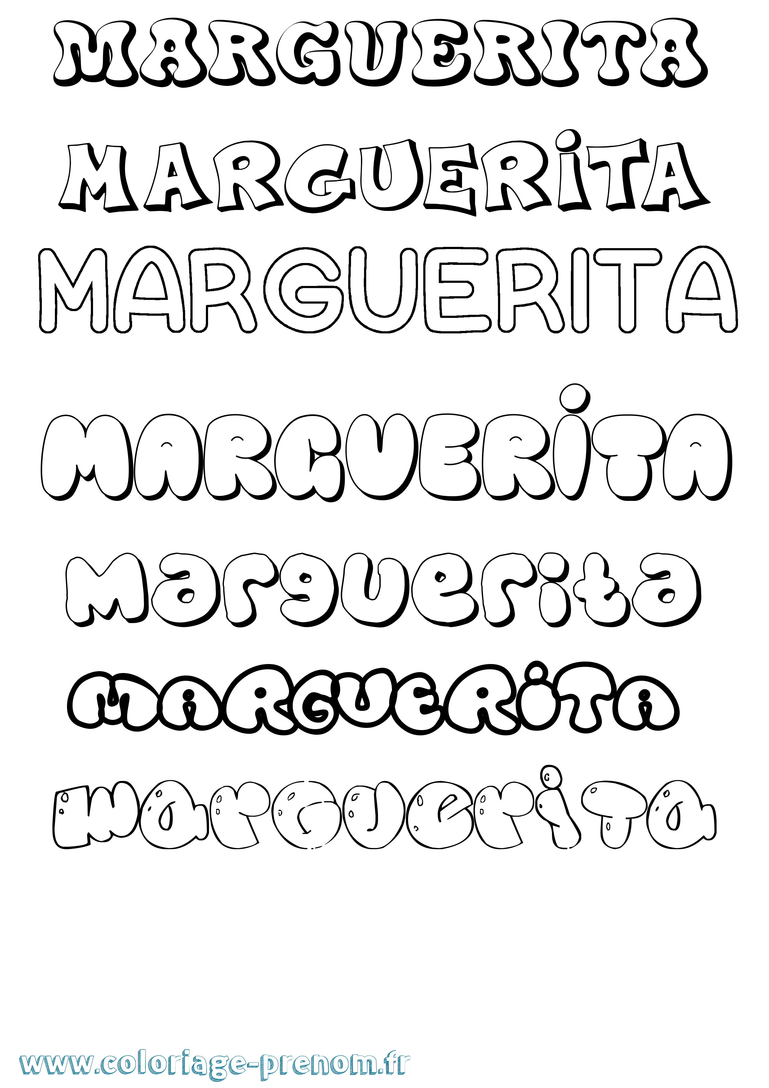 Coloriage prénom Marguerita Bubble