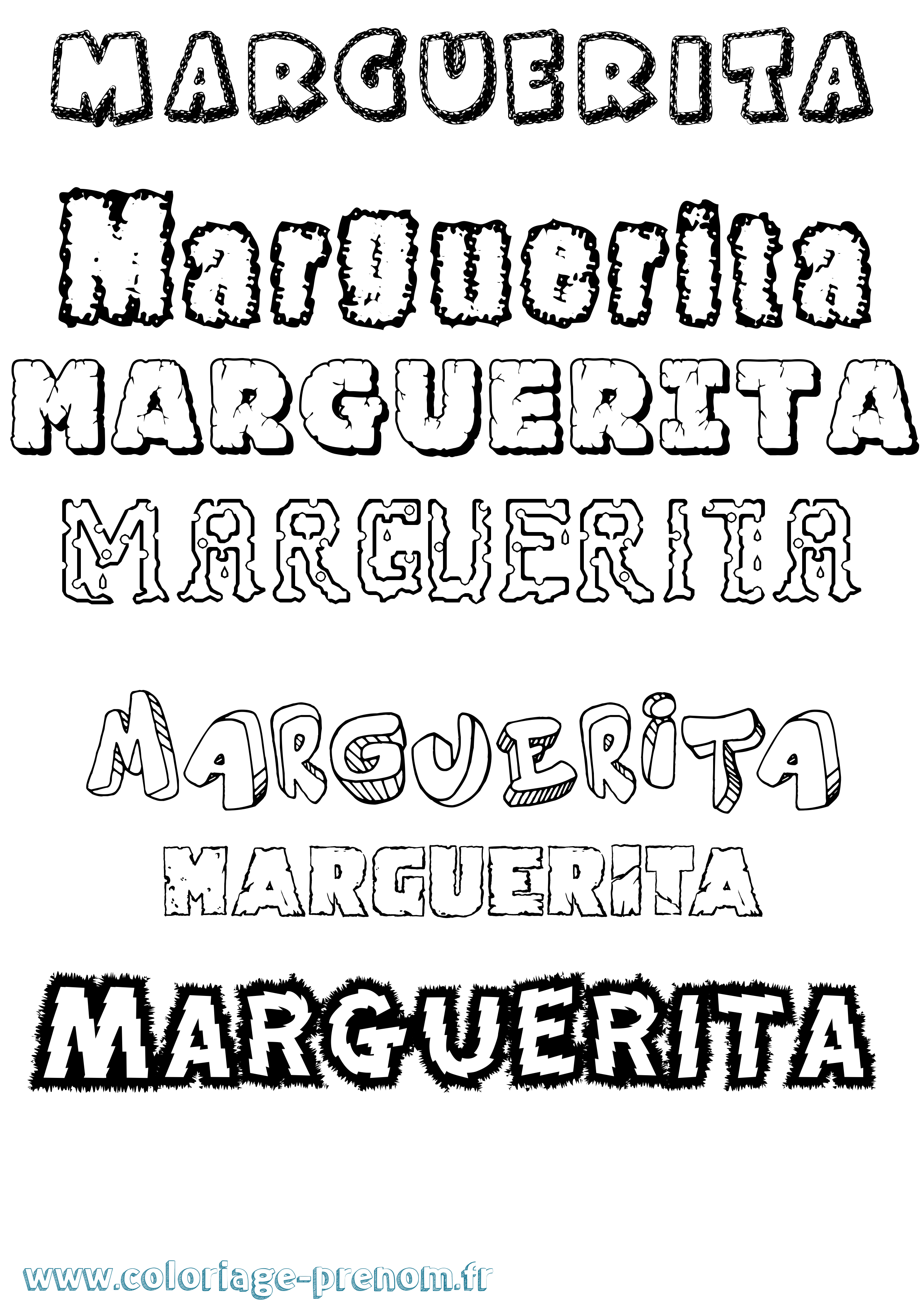 Coloriage prénom Marguerita Destructuré