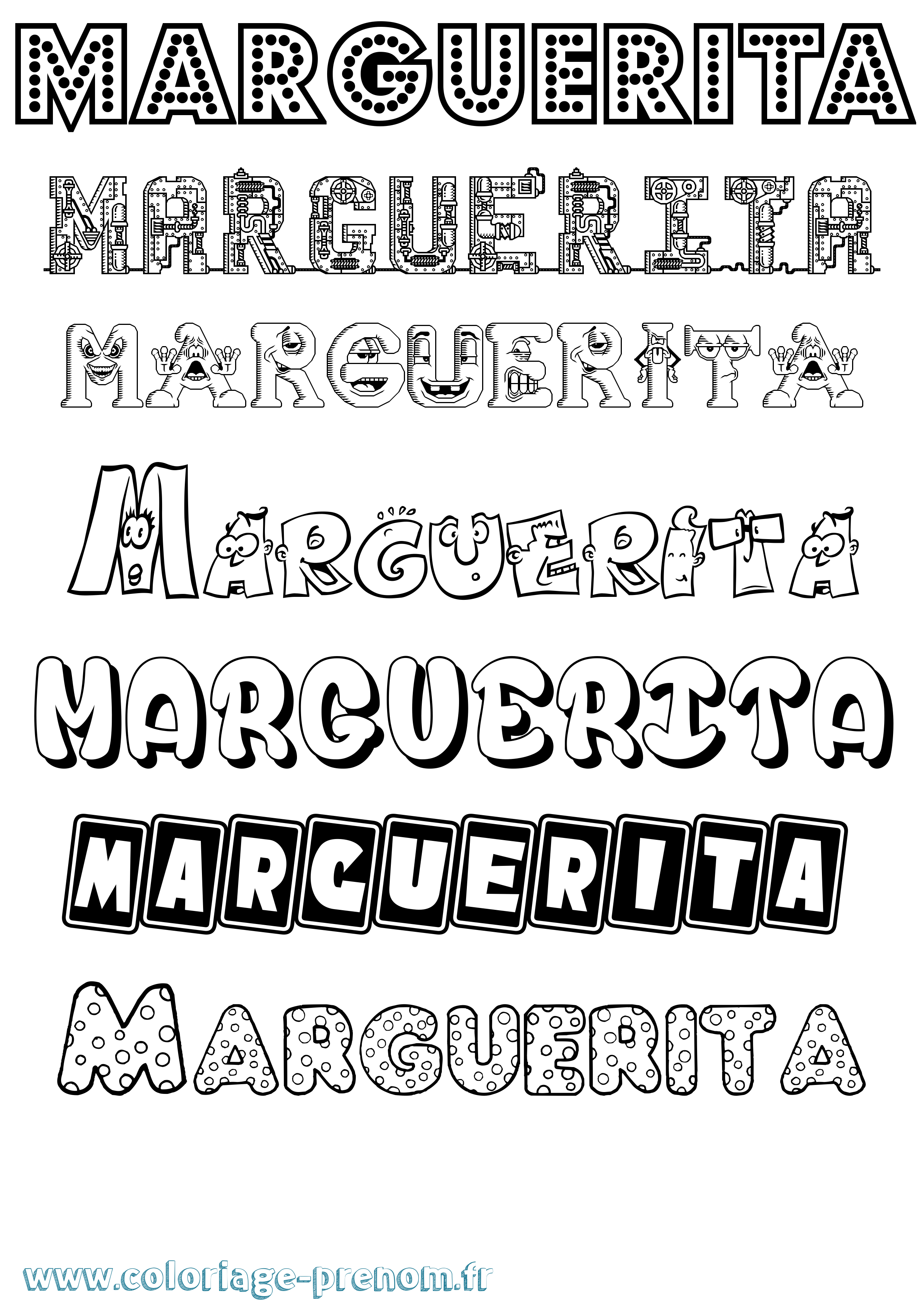 Coloriage prénom Marguerita Fun