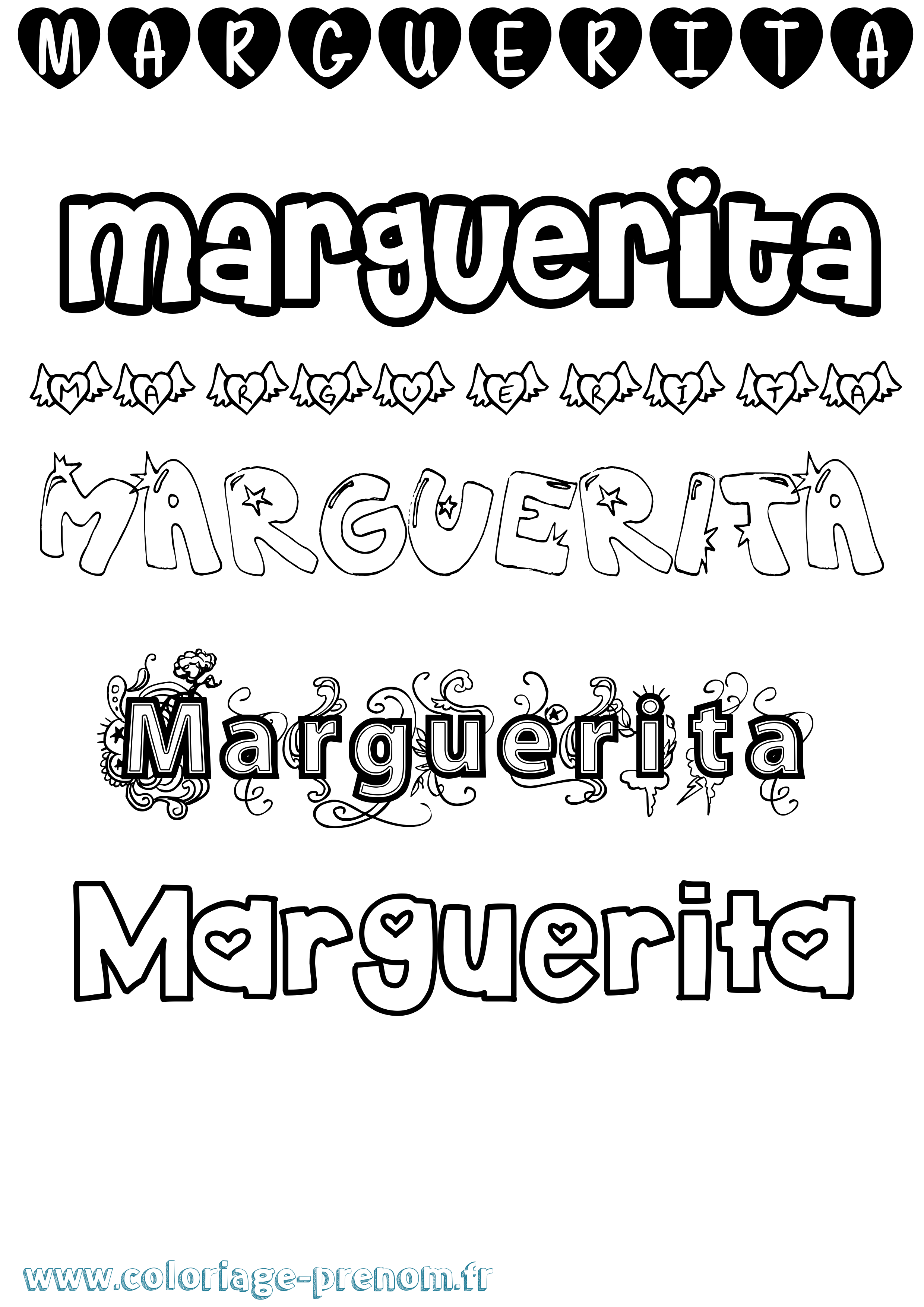 Coloriage prénom Marguerita Girly
