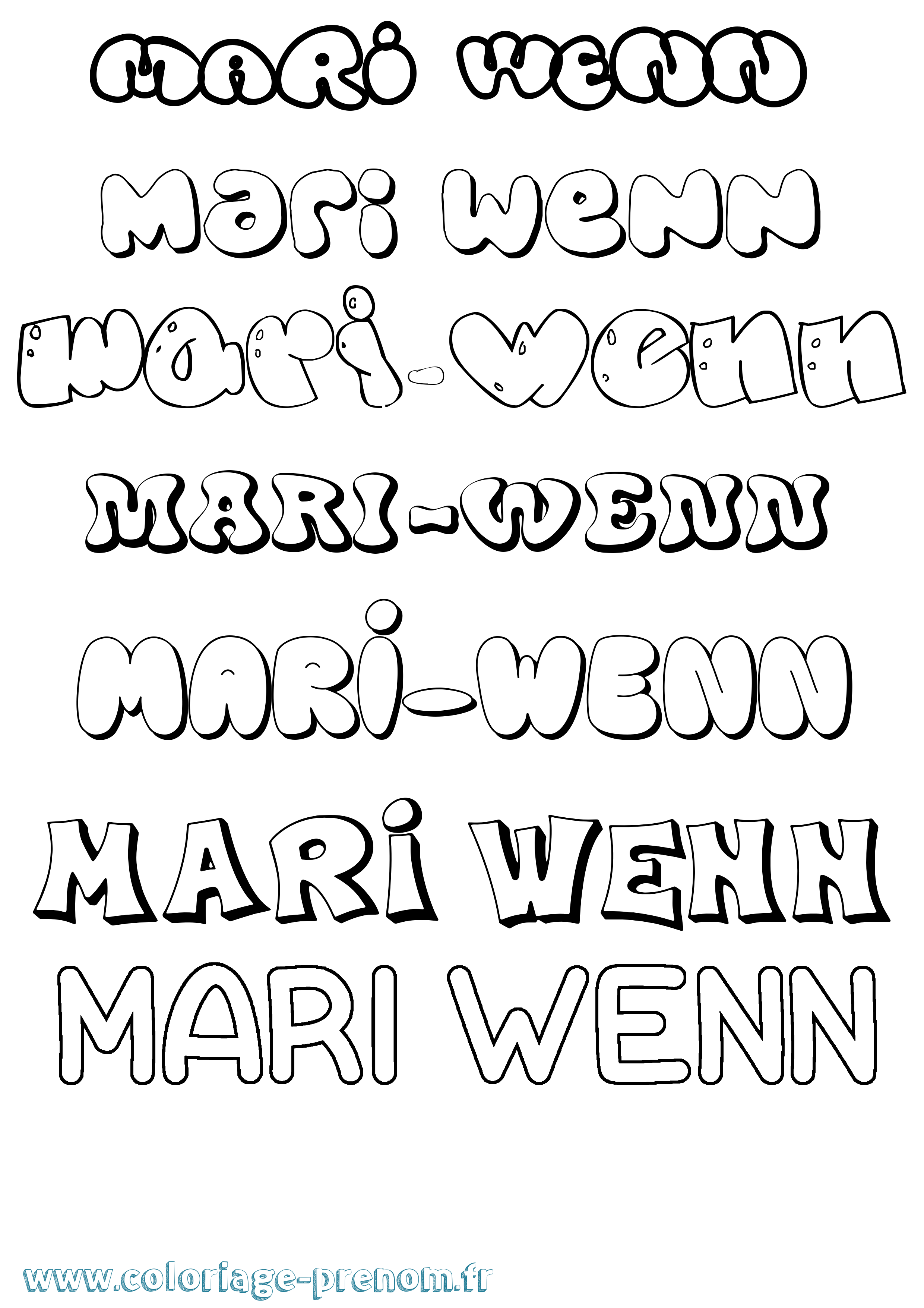 Coloriage Mari-Wenn Bubble Coloriage prénom Mari-Wenn Bubble