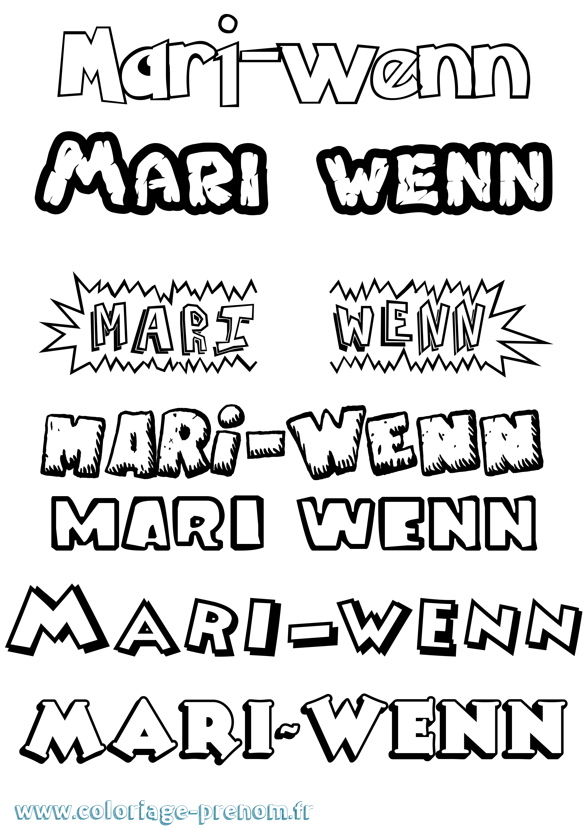 Coloriage Mari-Wenn Dessin Animé Coloriage prénom Mari-Wenn Dessin Animé