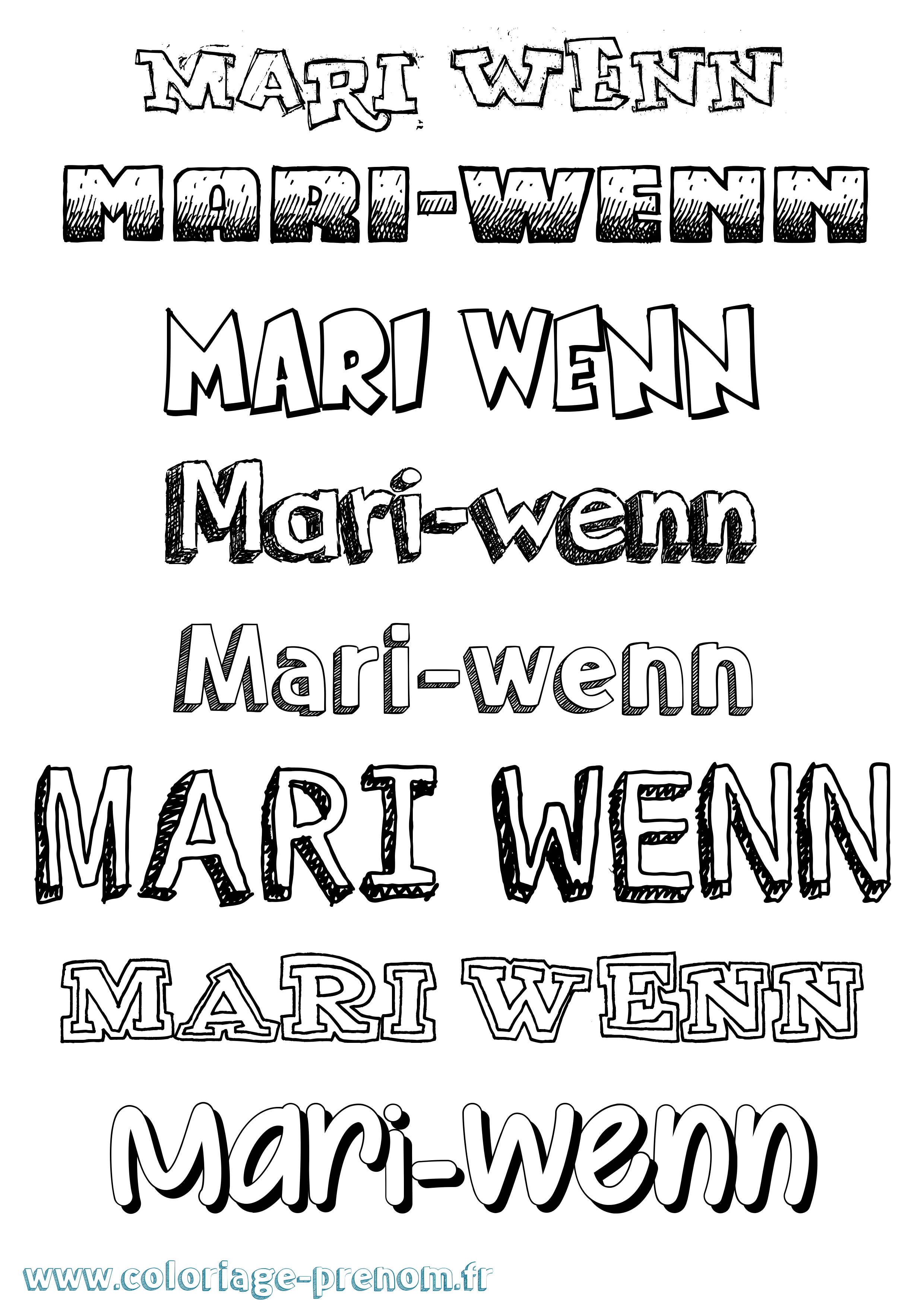 Coloriage Mari-Wenn Dessiné Coloriage prénom Mari-Wenn Dessiné