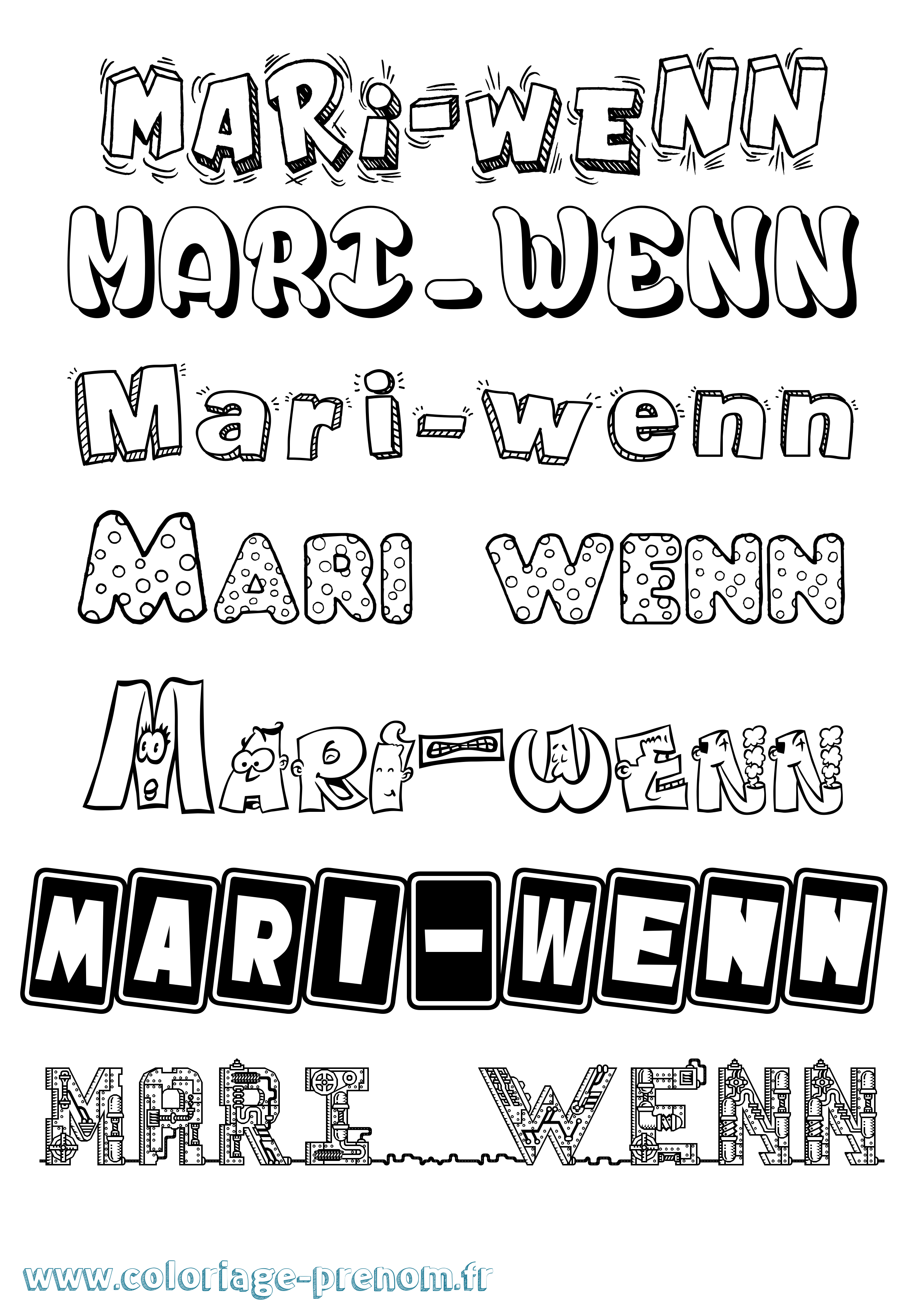 Coloriage Mari-Wenn Fun Coloriage prénom Mari-Wenn Fun