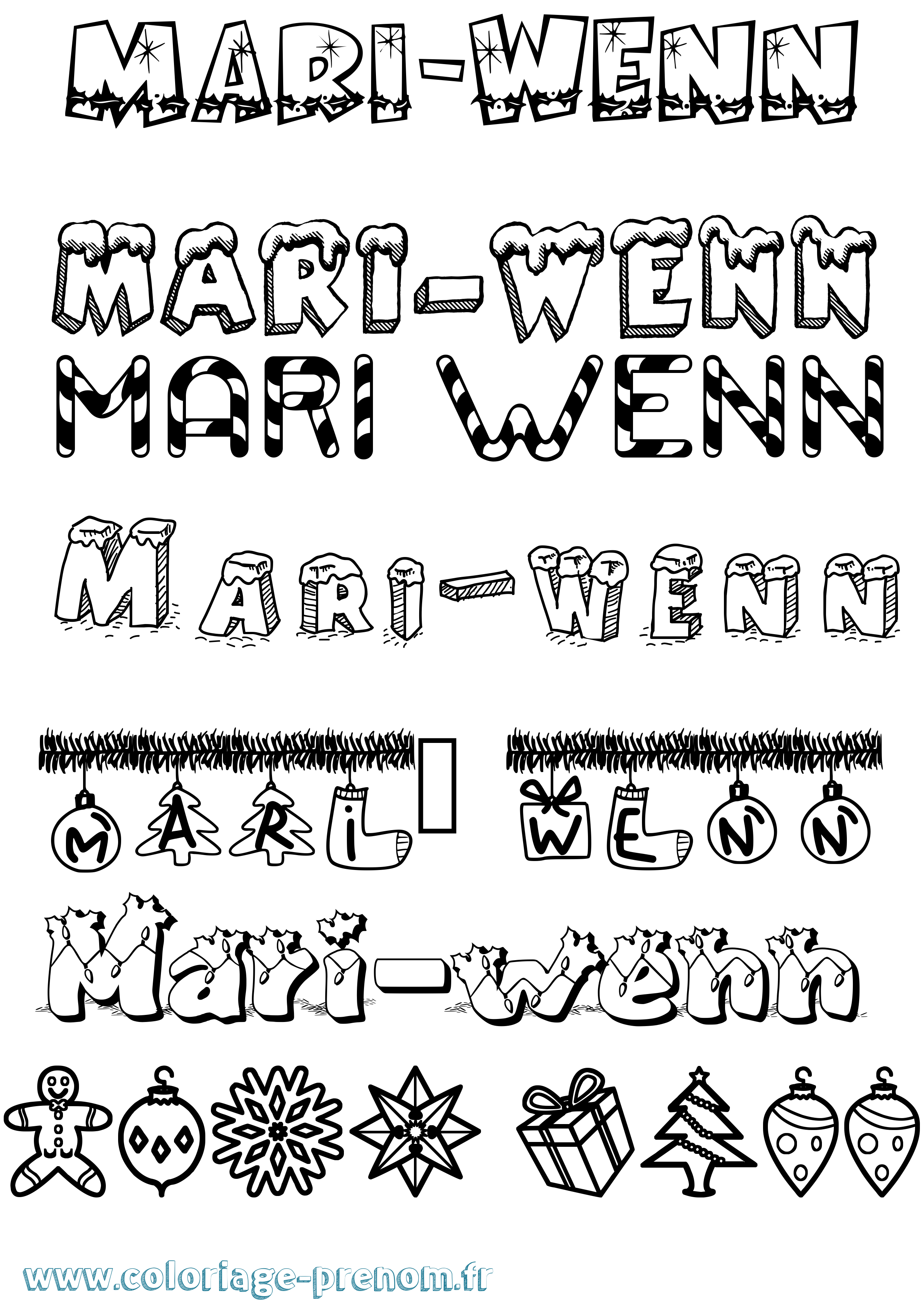 Coloriage Mari-Wenn Noël Coloriage prénom Mari-Wenn Noël