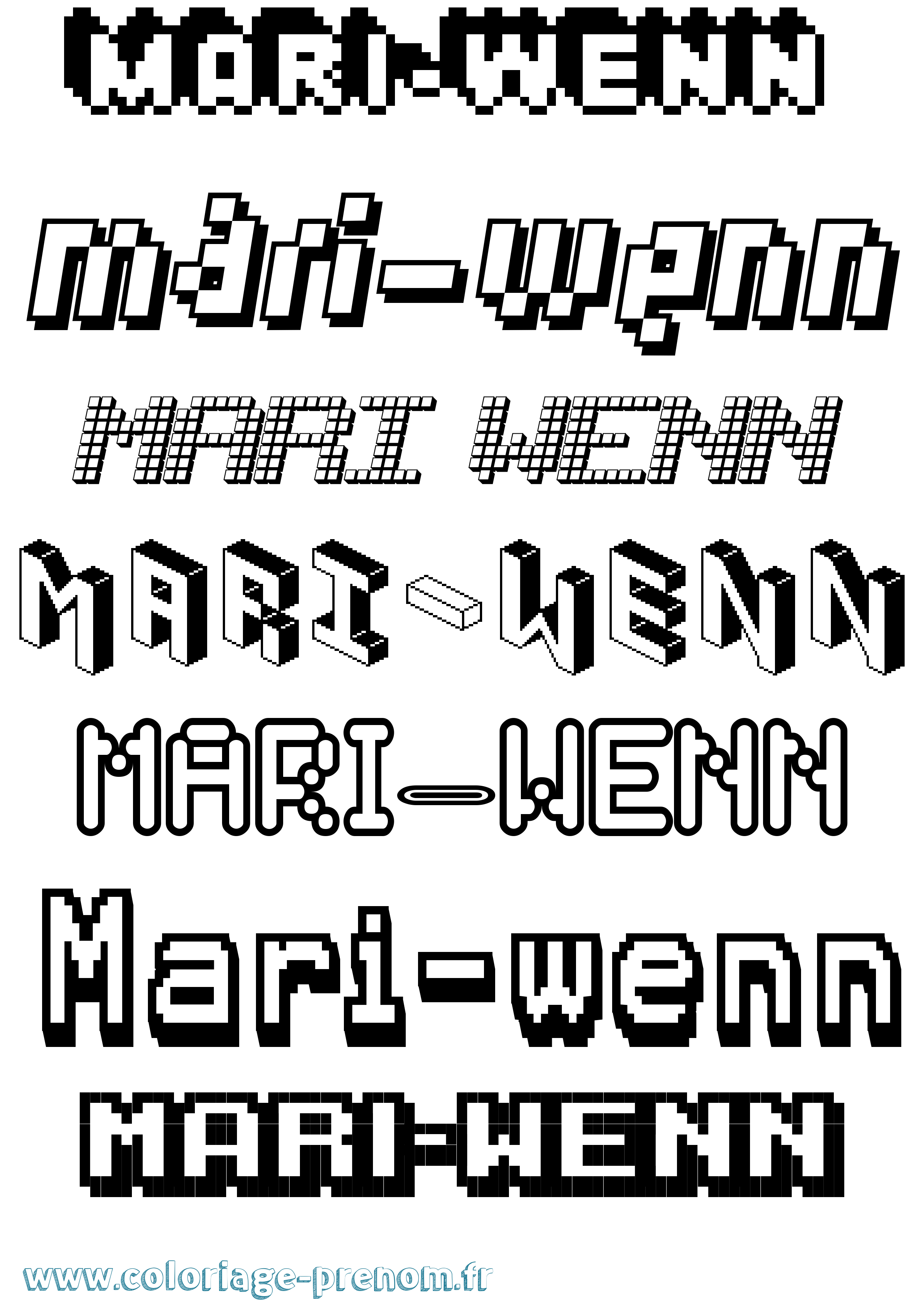 Coloriage Mari-Wenn Pixel Coloriage prénom Mari-Wenn Pixel