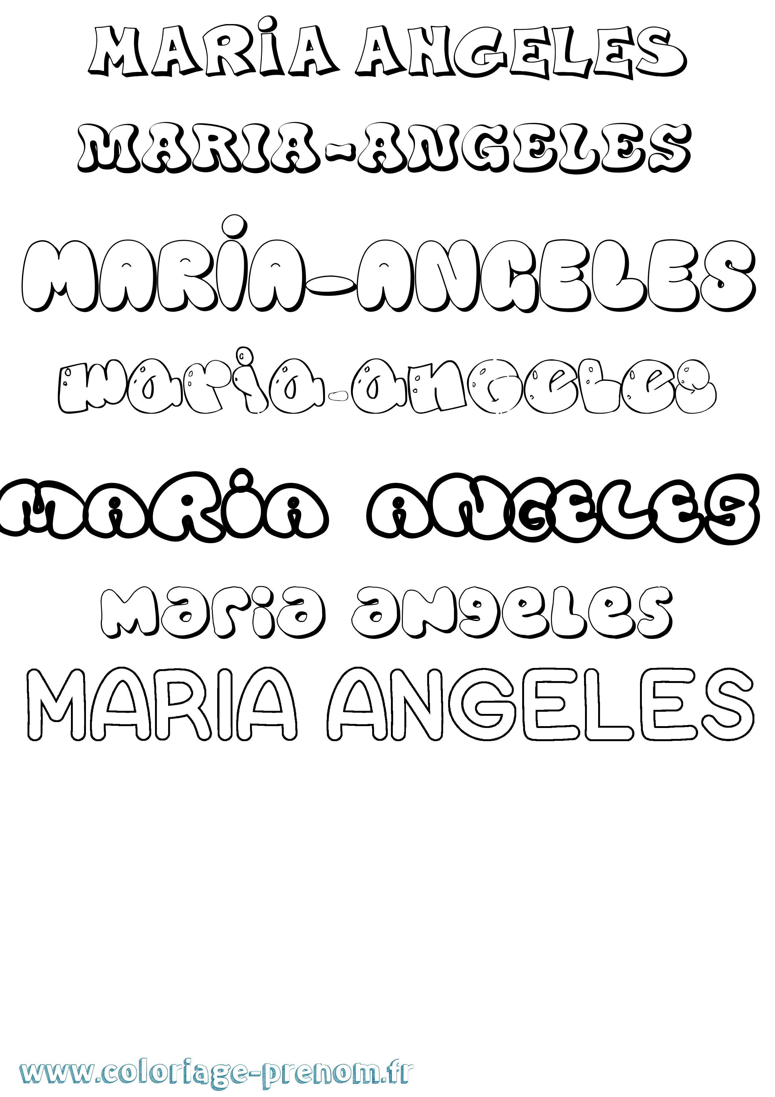 Coloriage prénom Maria-Angeles Bubble