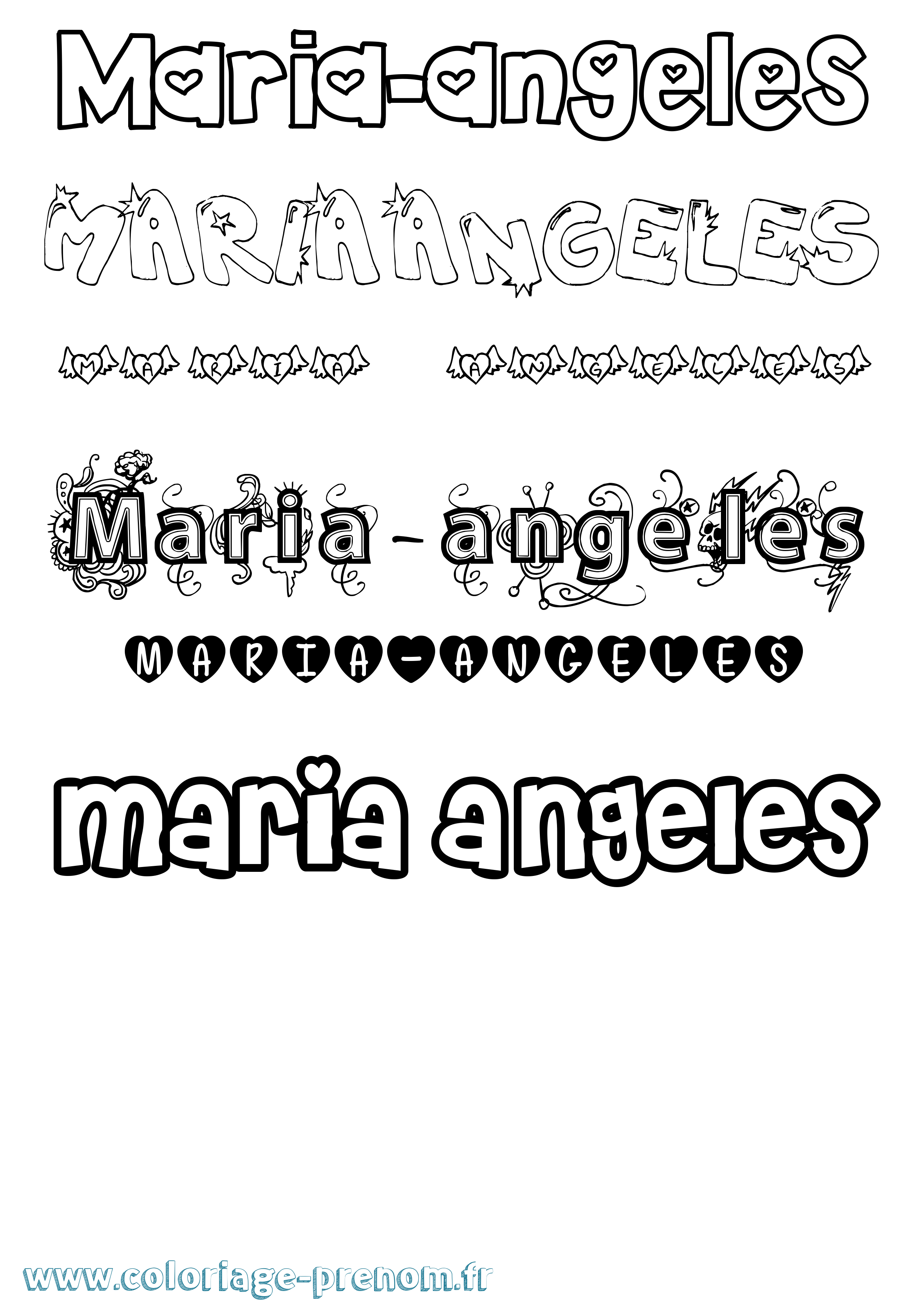 Coloriage prénom Maria-Angeles Girly