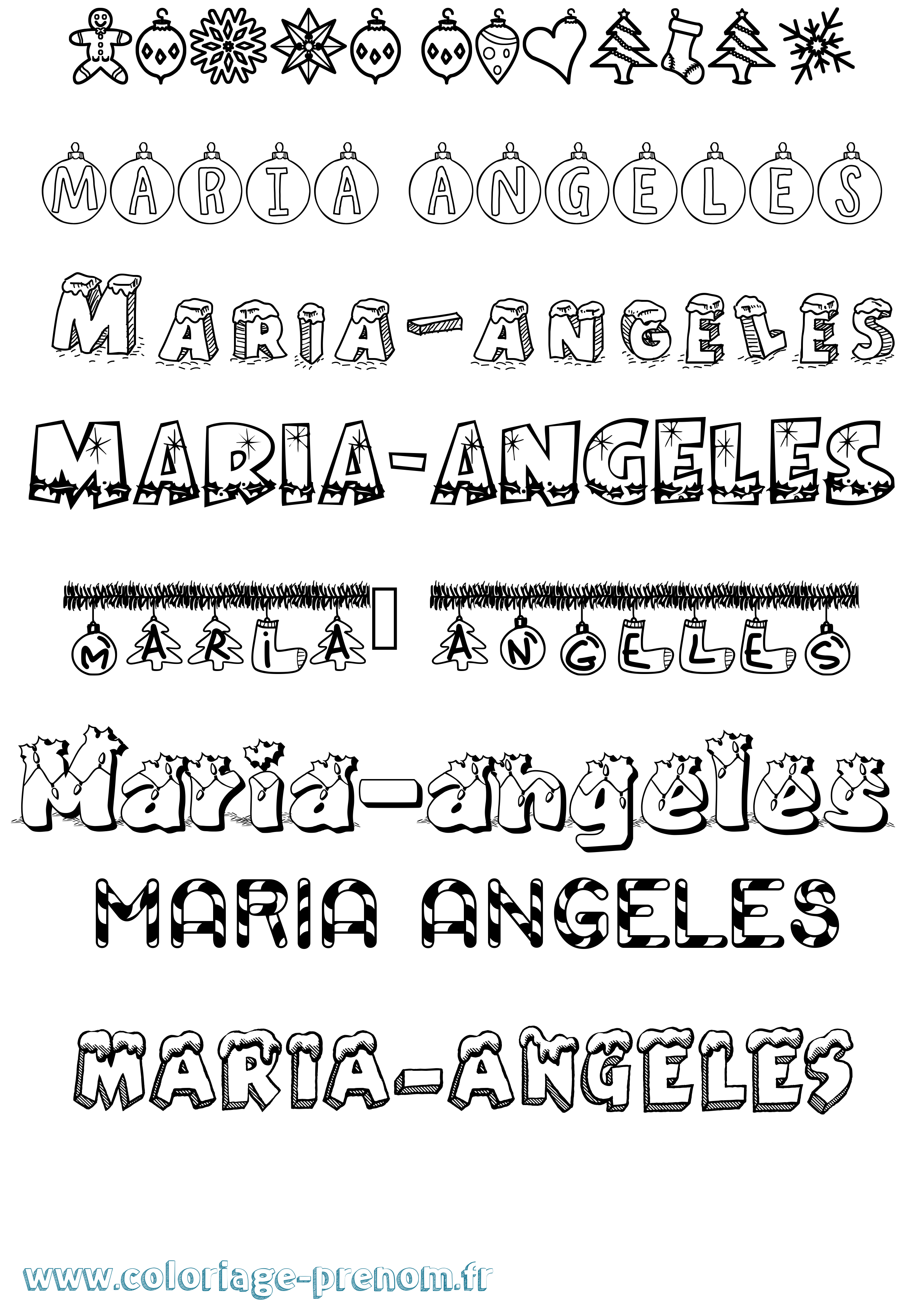 Coloriage prénom Maria-Angeles Noël