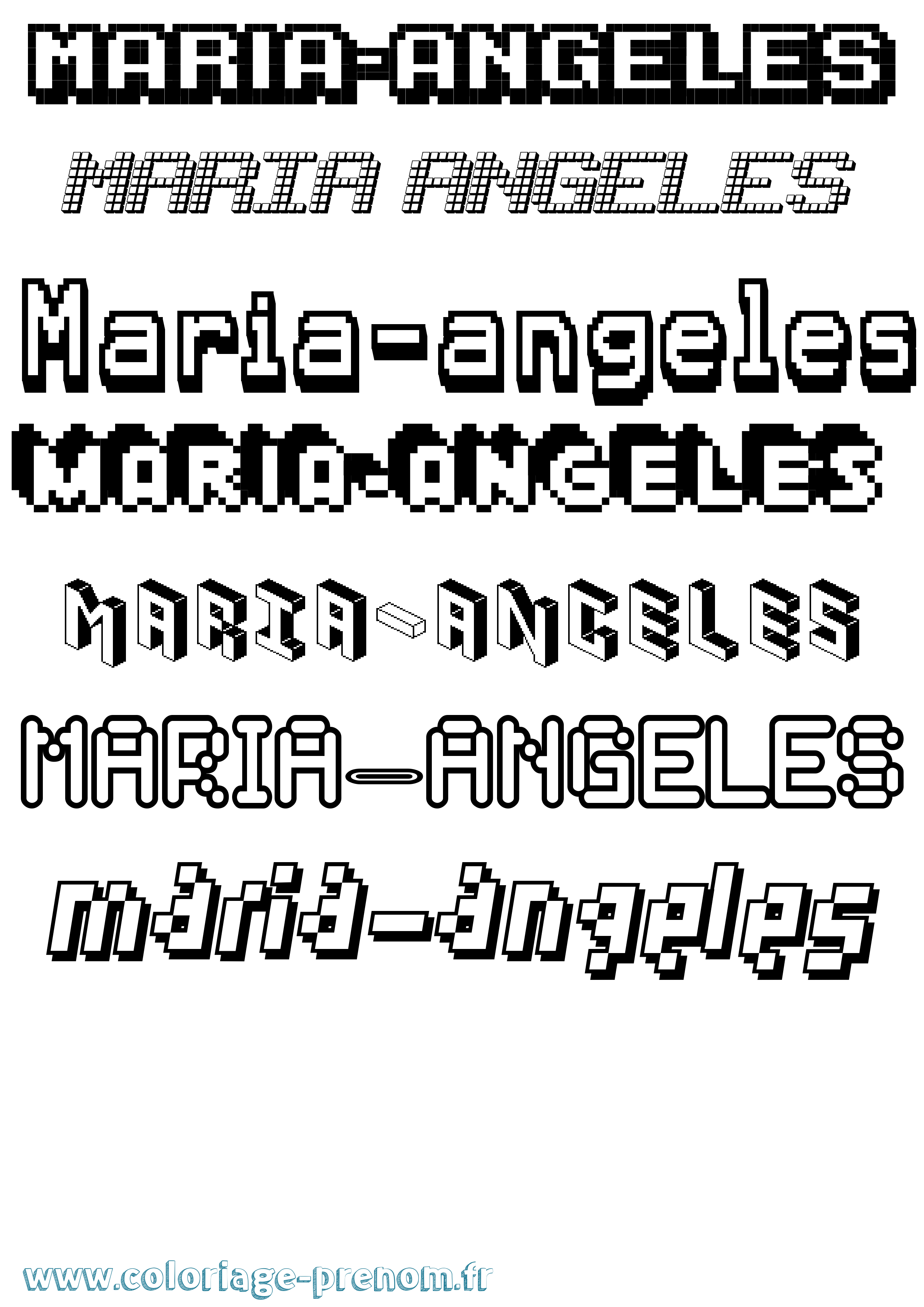 Coloriage prénom Maria-Angeles Pixel