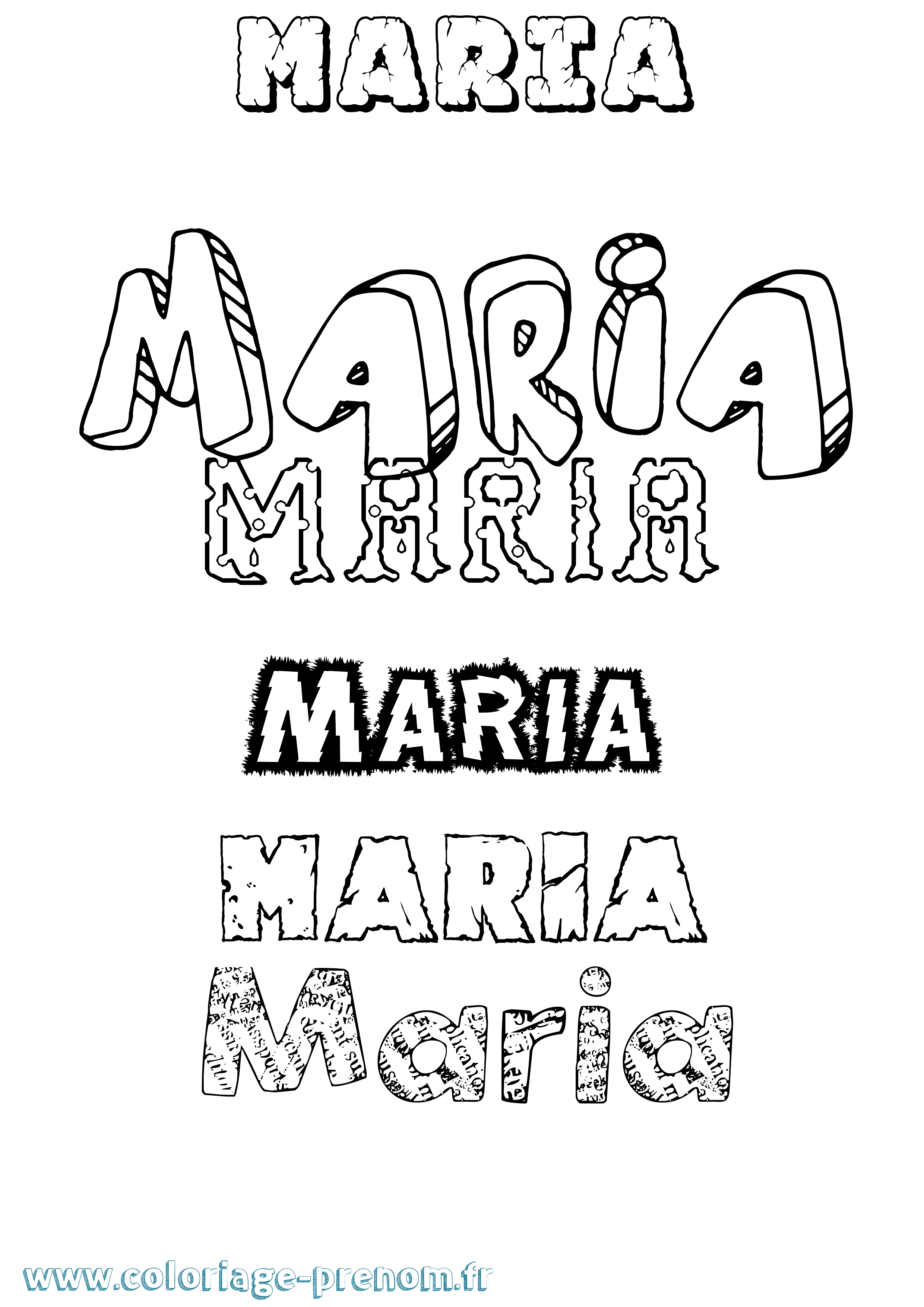 Coloriage prénom Maria Destructuré