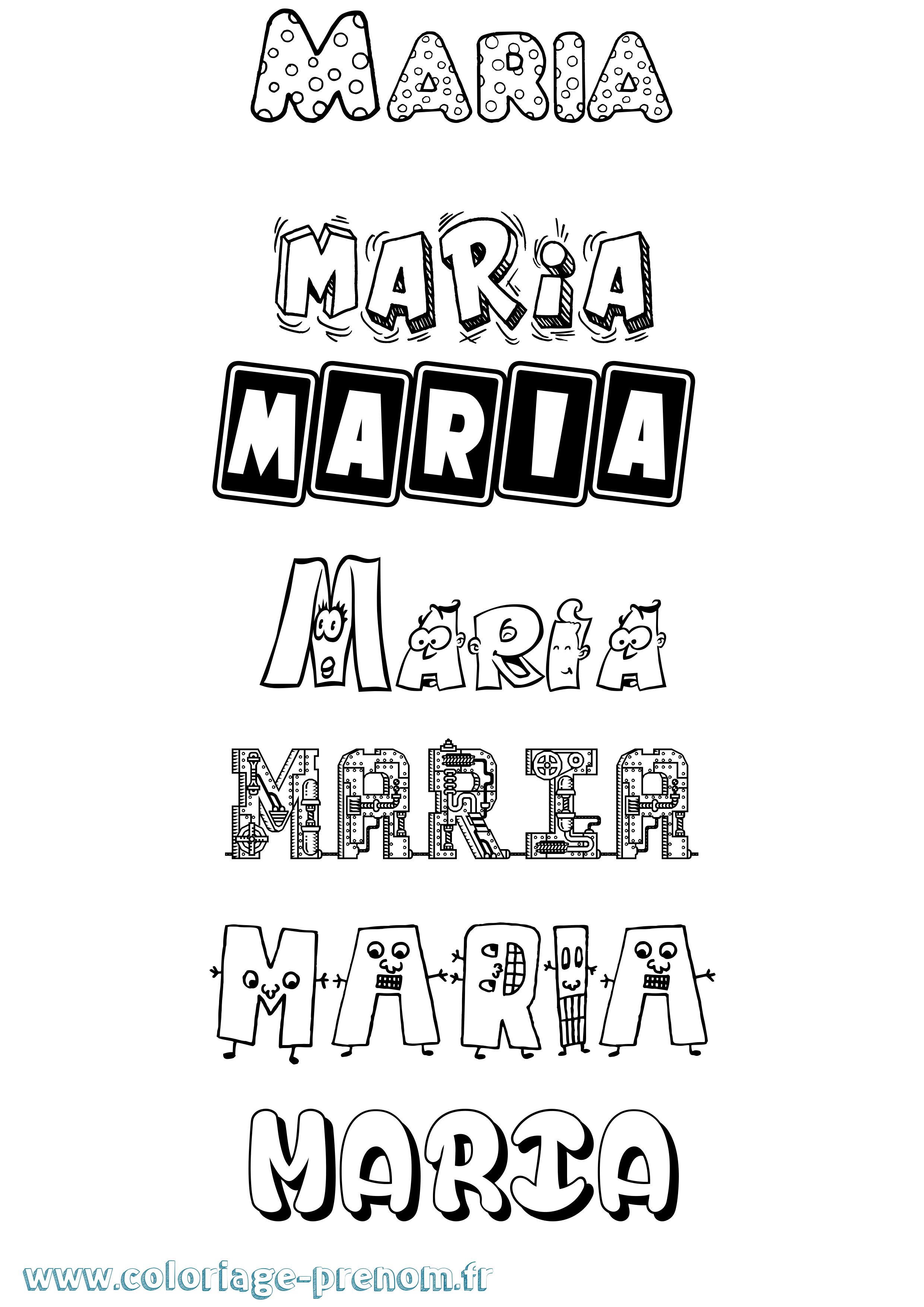 Coloriage prénom Maria Fun
