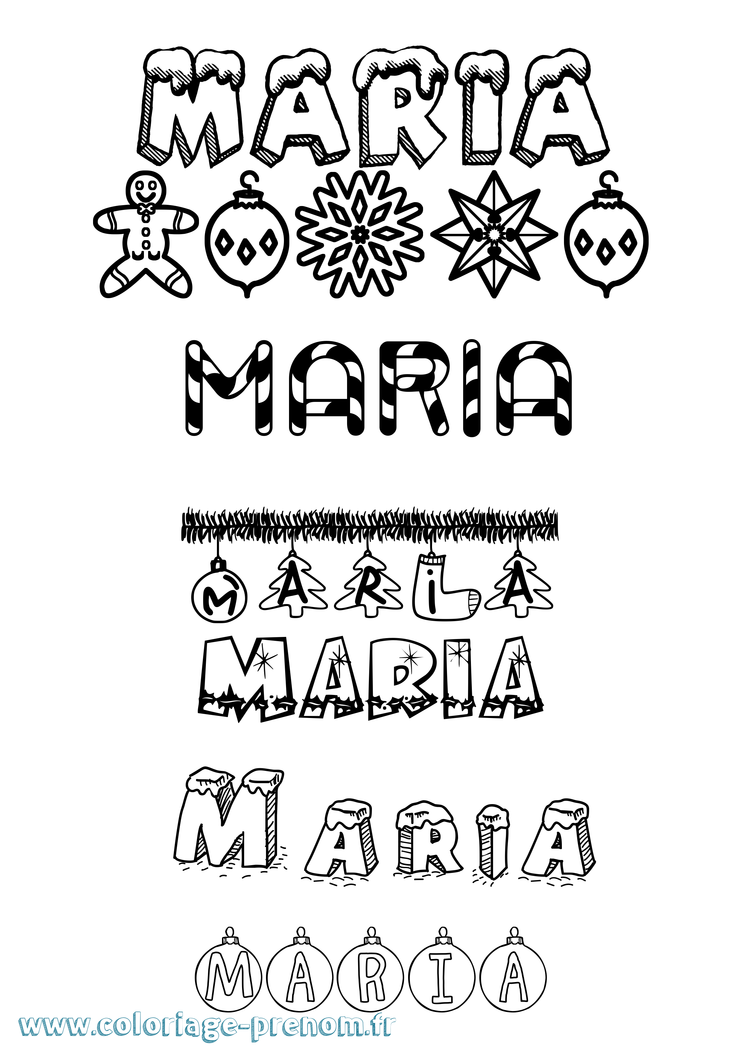 Coloriage prénom Maria Noël