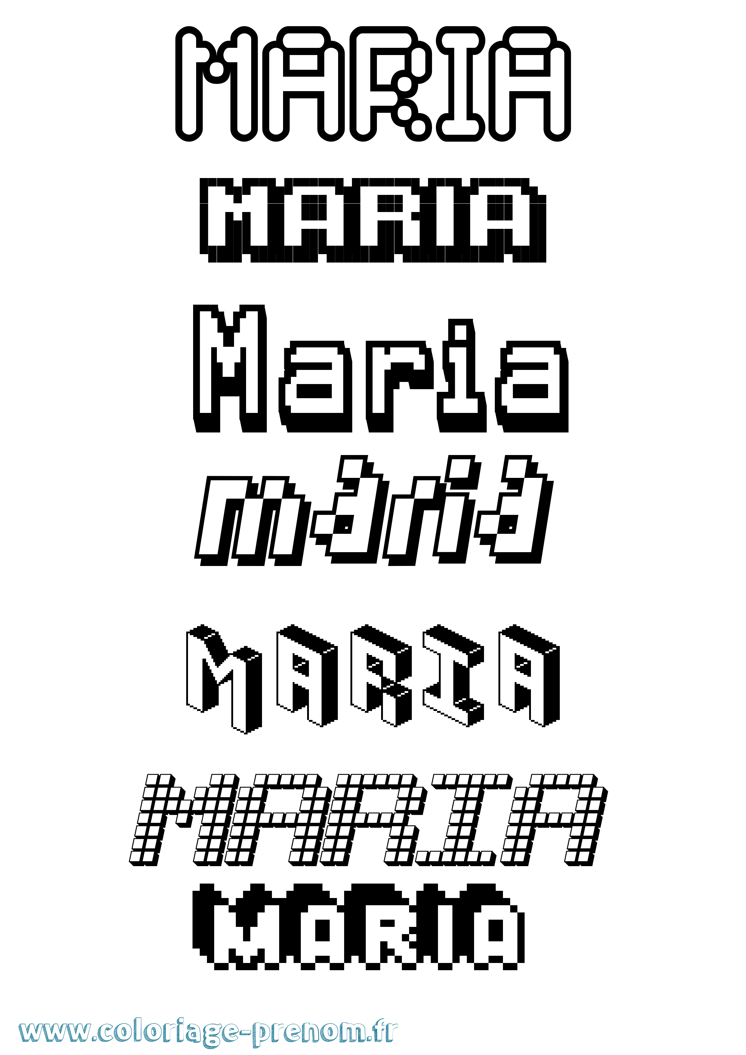 Coloriage prénom Maria Pixel