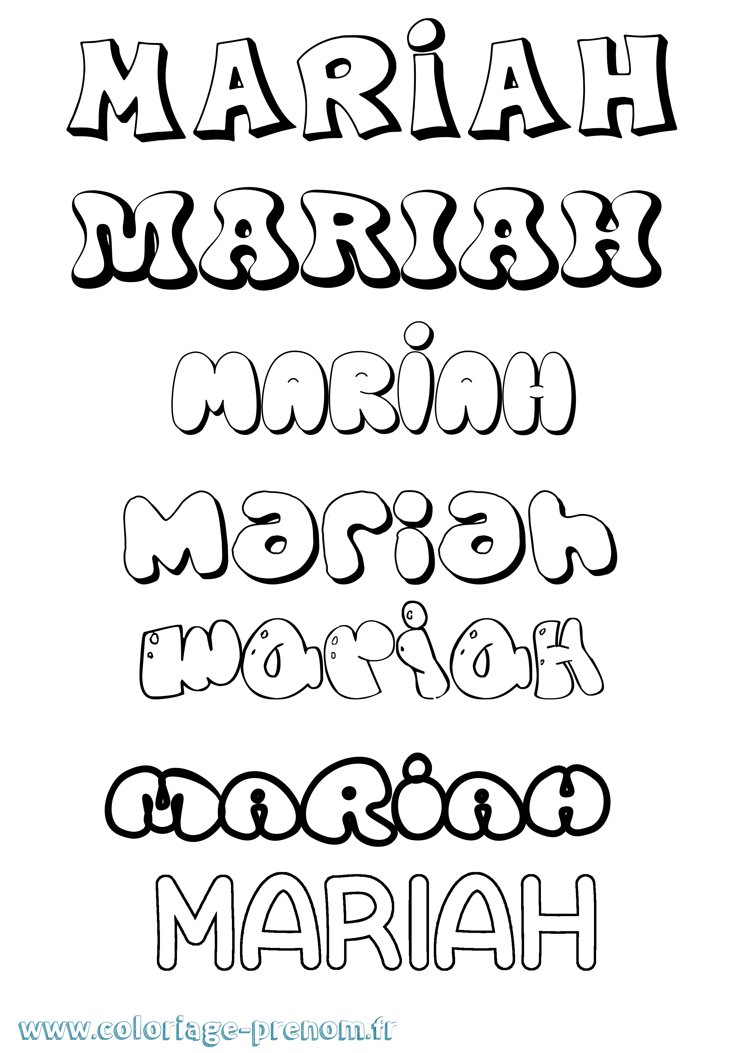 Coloriage prénom Mariah Bubble