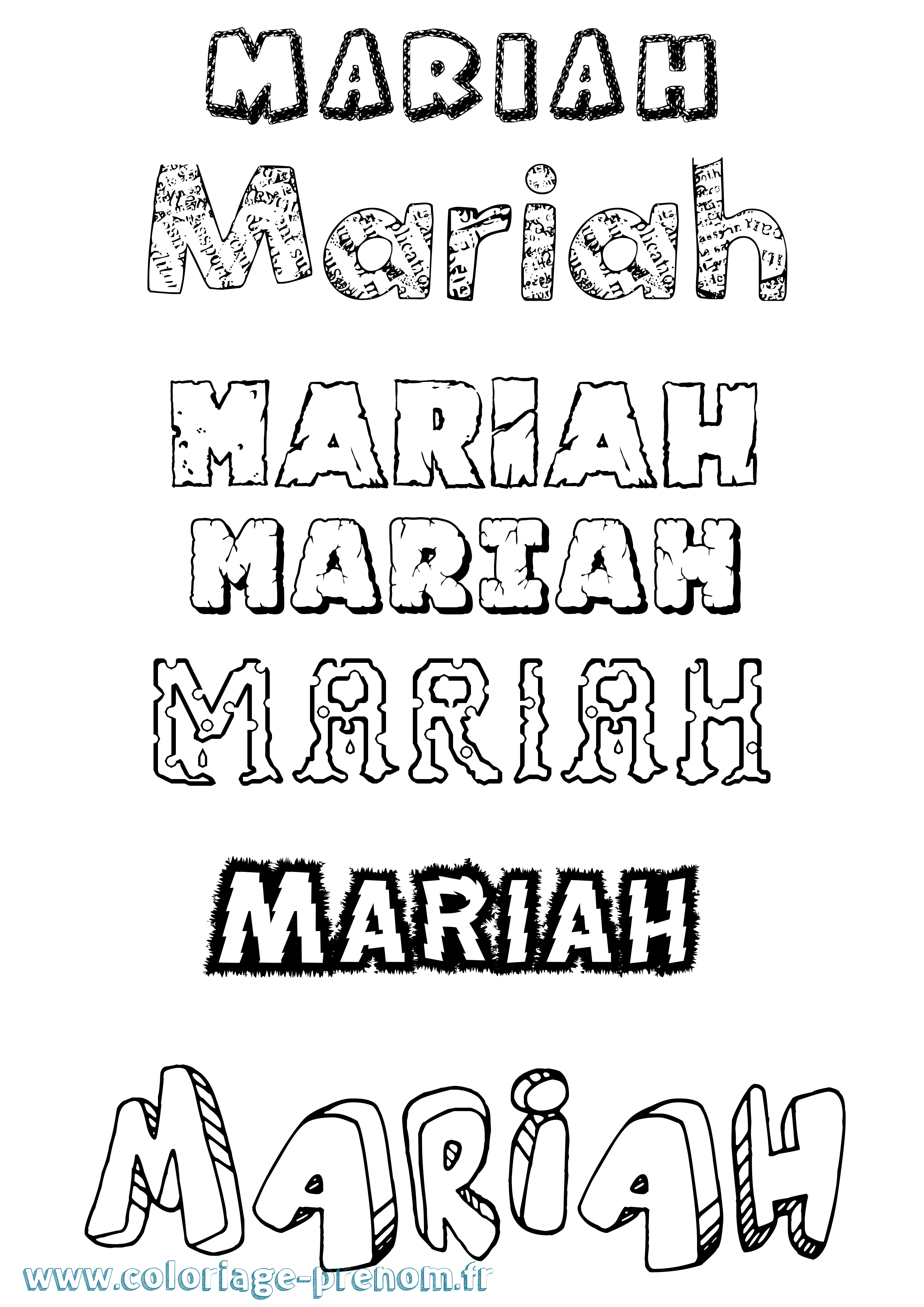 Coloriage prénom Mariah Destructuré