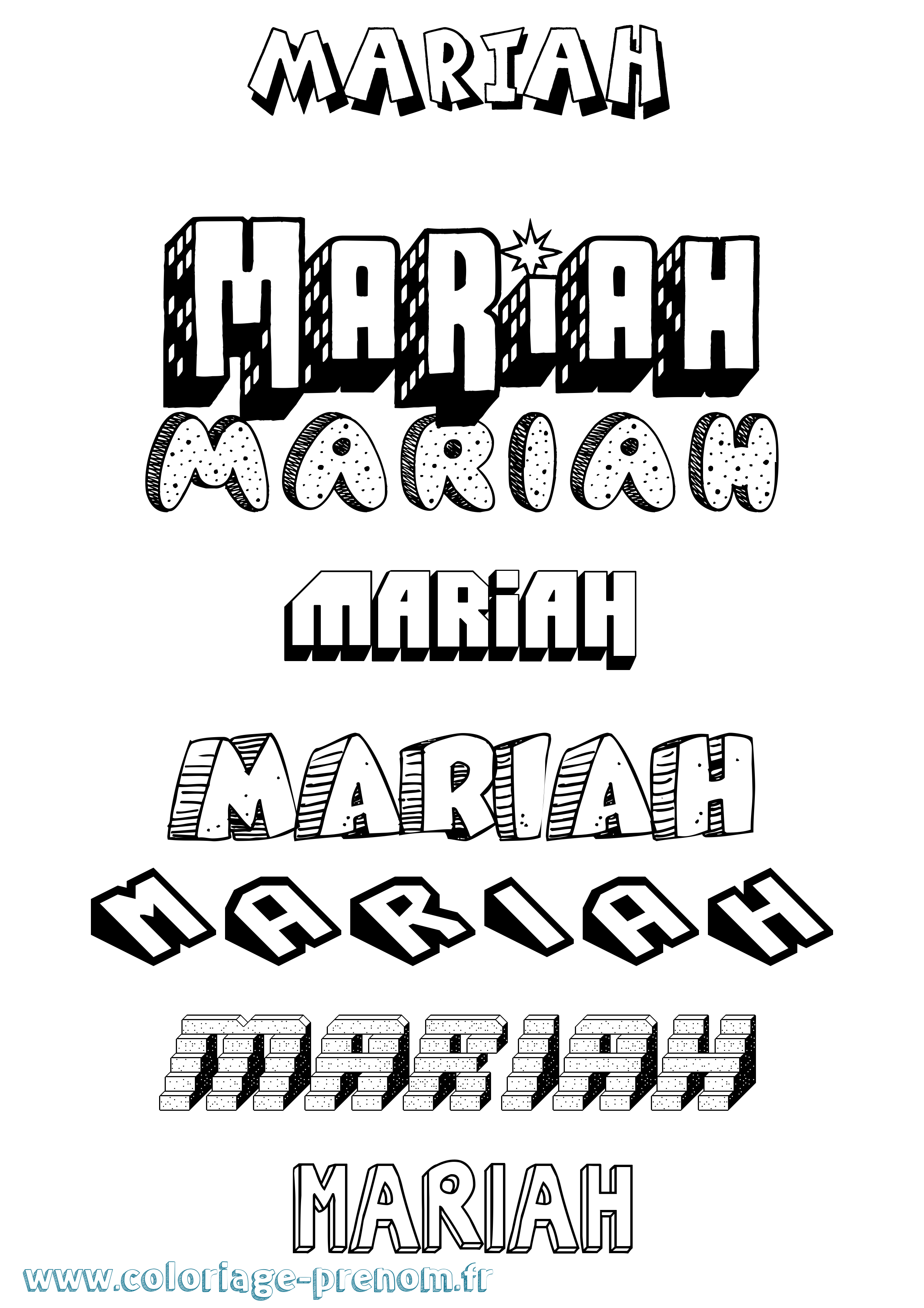 Coloriage prénom Mariah Effet 3D