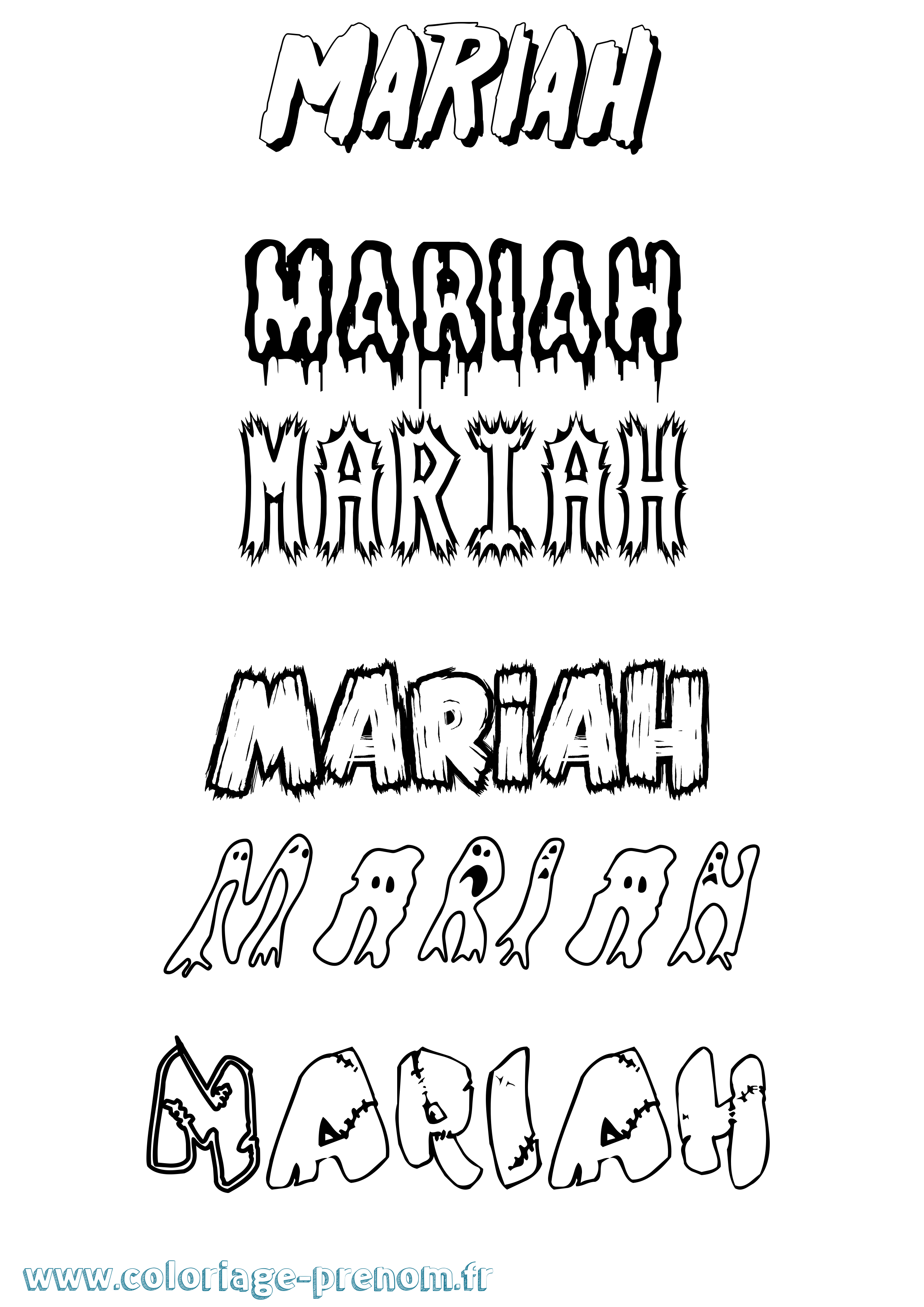 Coloriage prénom Mariah Frisson