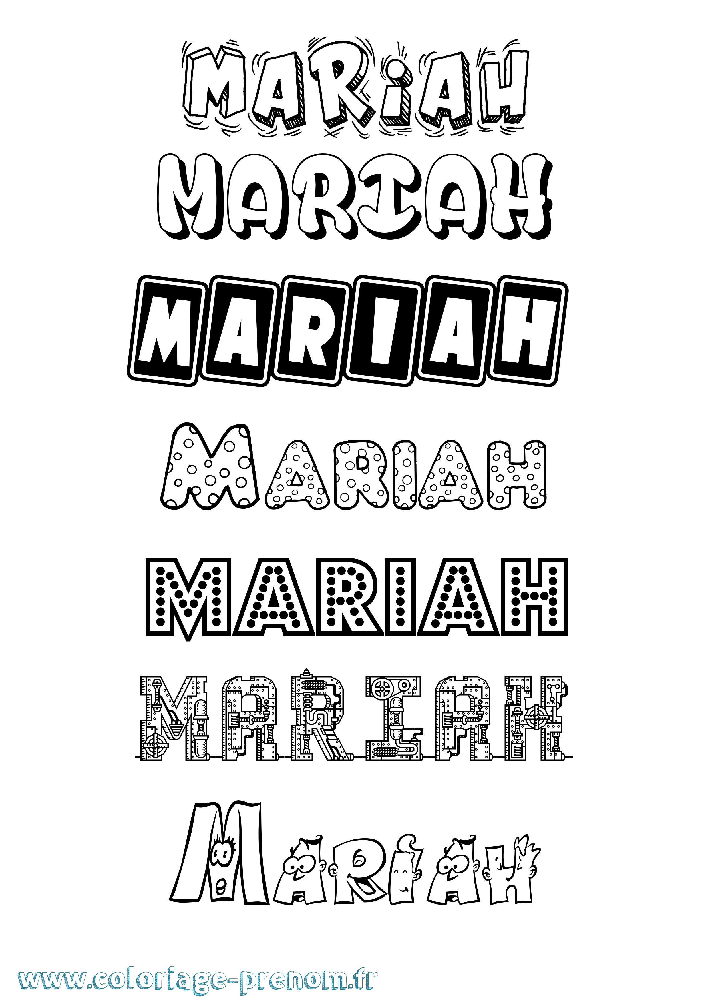 Coloriage prénom Mariah Fun