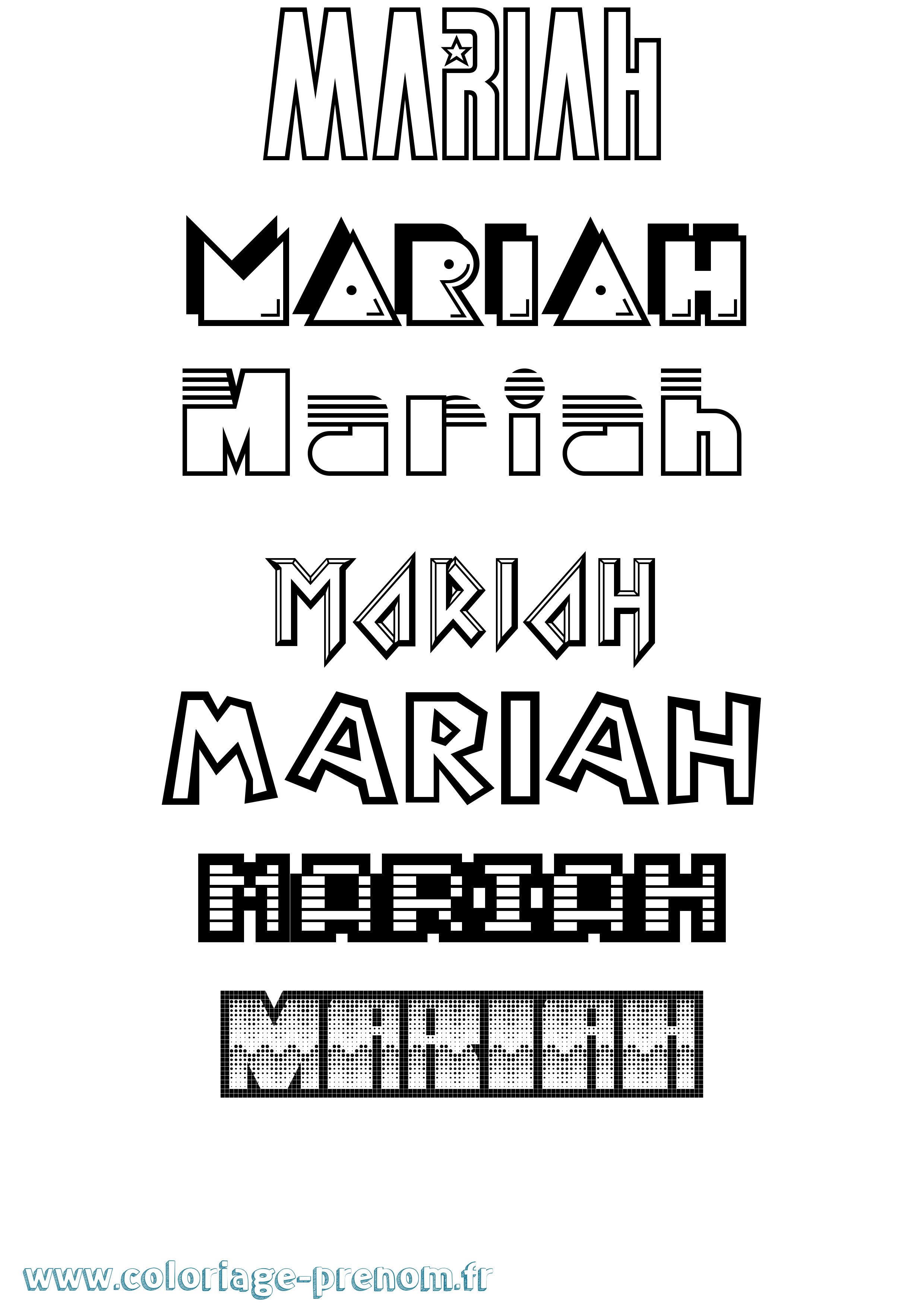 Coloriage prénom Mariah Jeux Vidéos