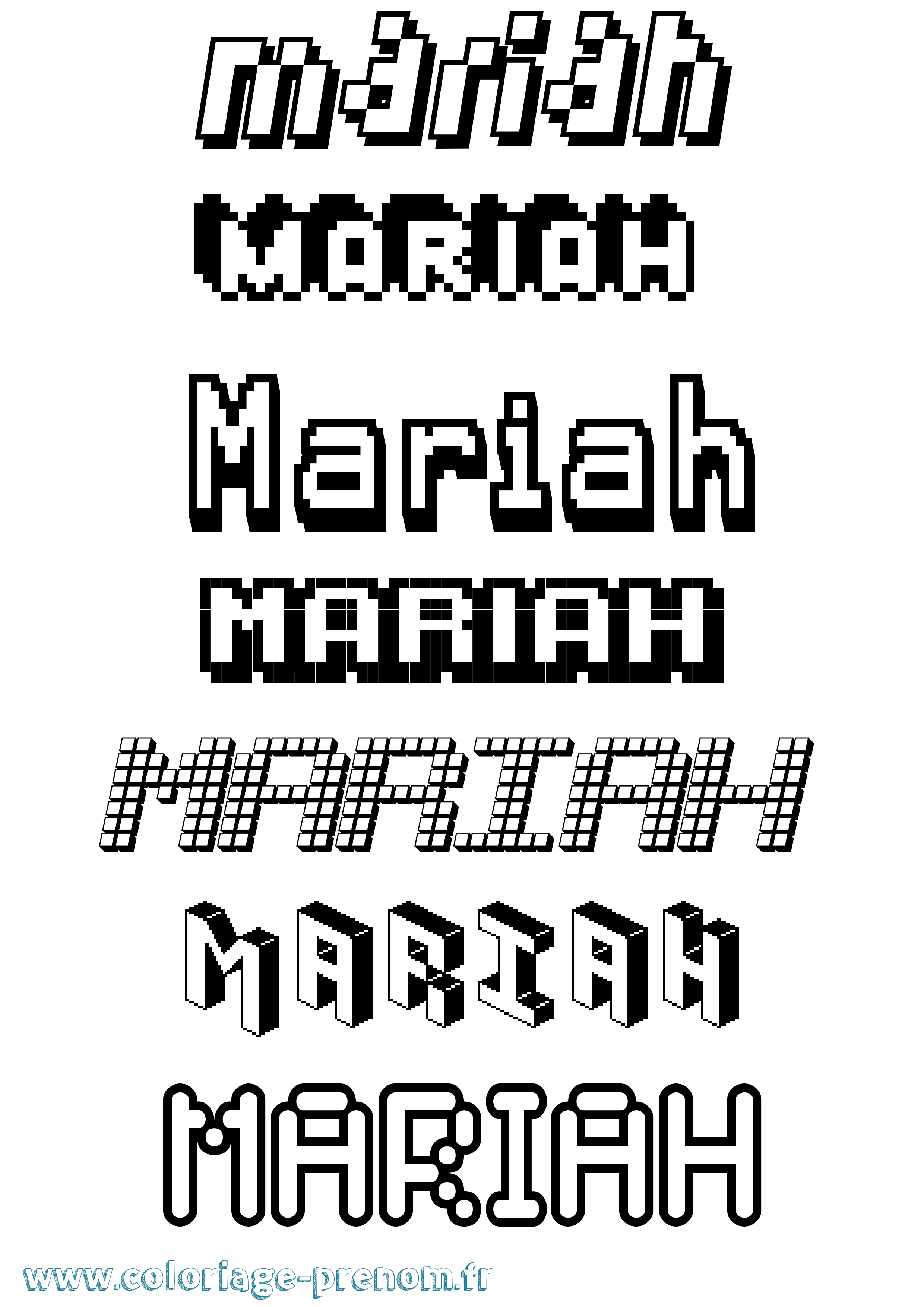 Coloriage prénom Mariah Pixel
