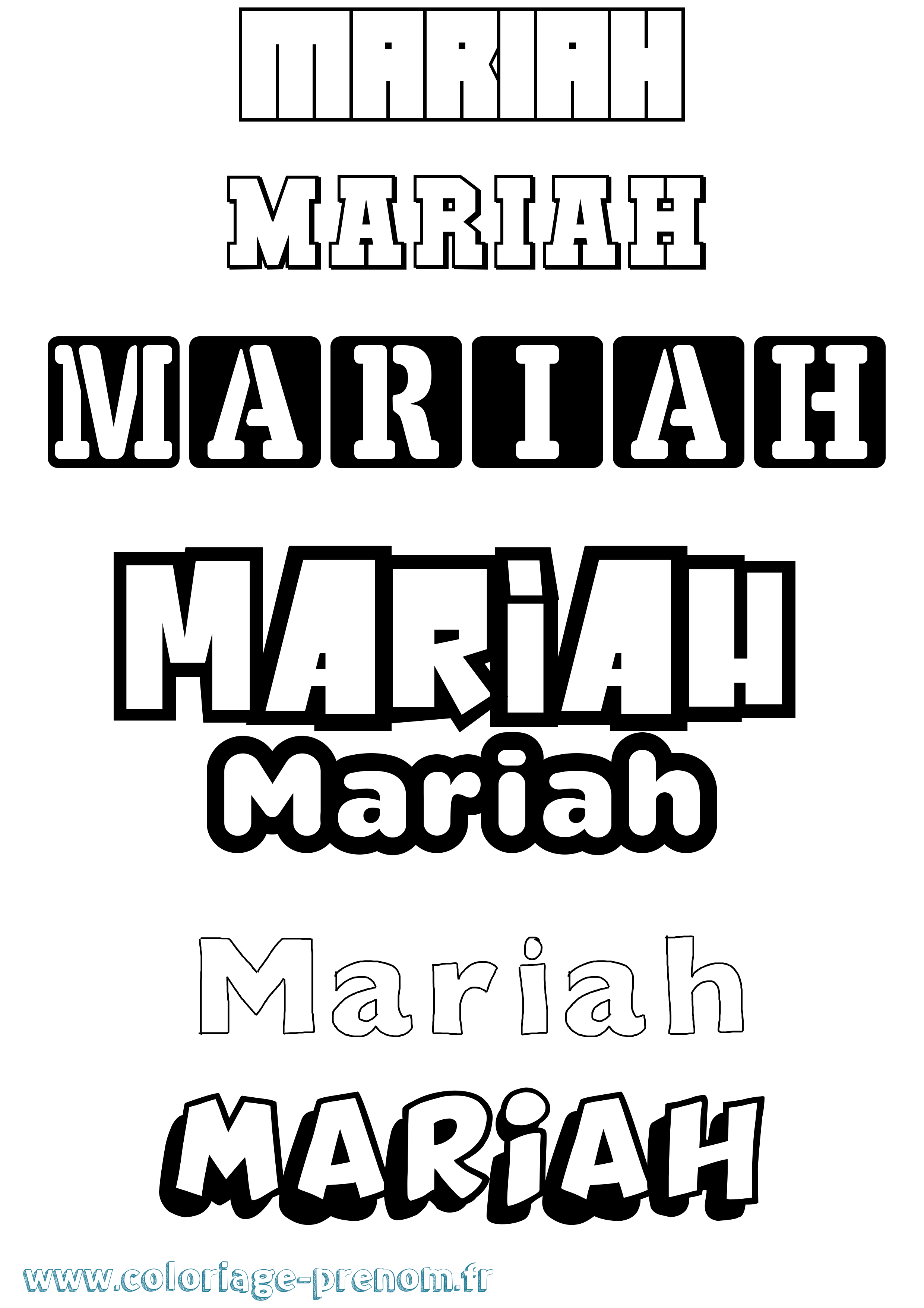 Coloriage prénom Mariah Simple