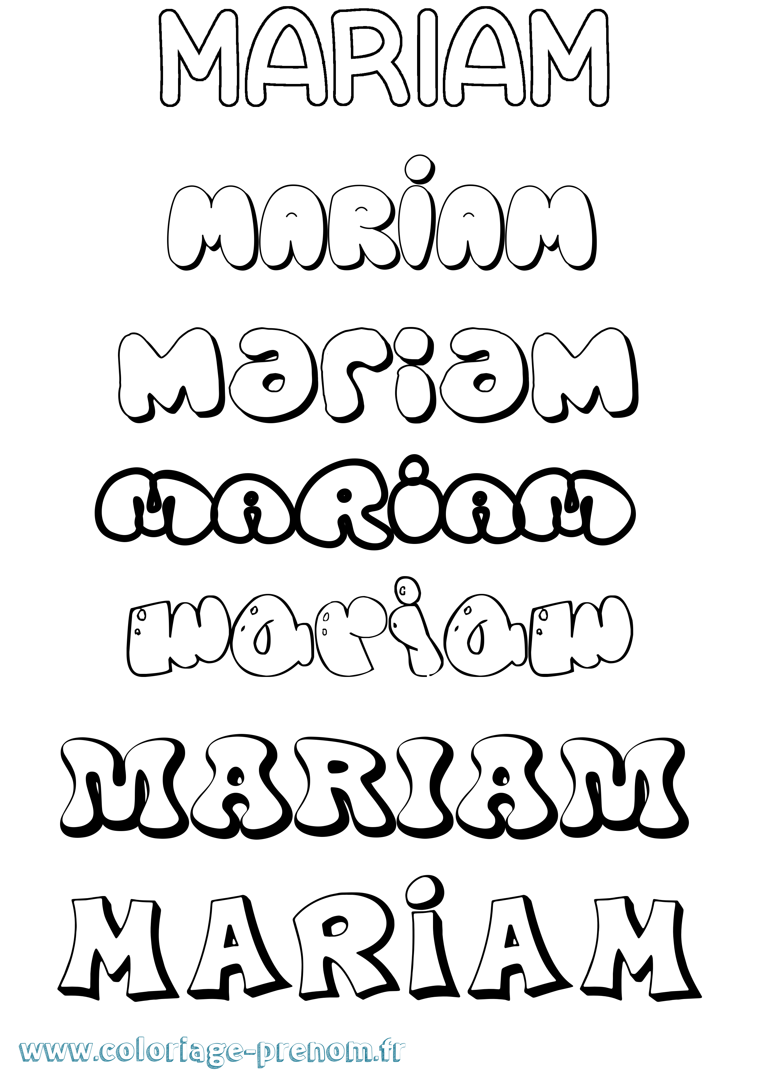 Coloriage prénom Mariam Bubble