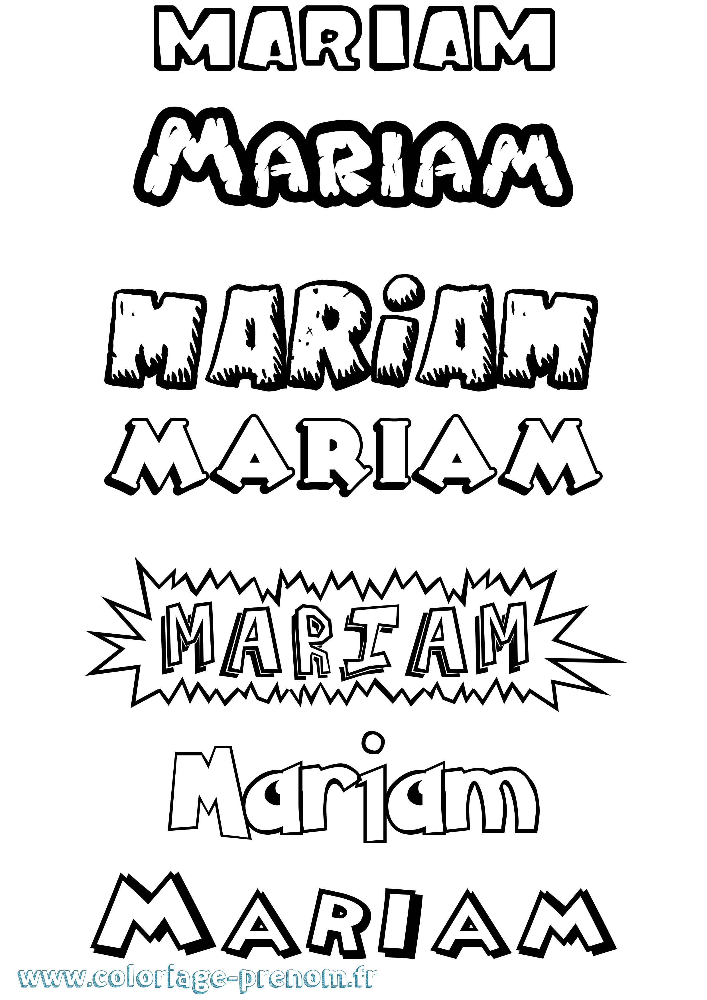 Coloriage prénom Mariam Dessin Animé