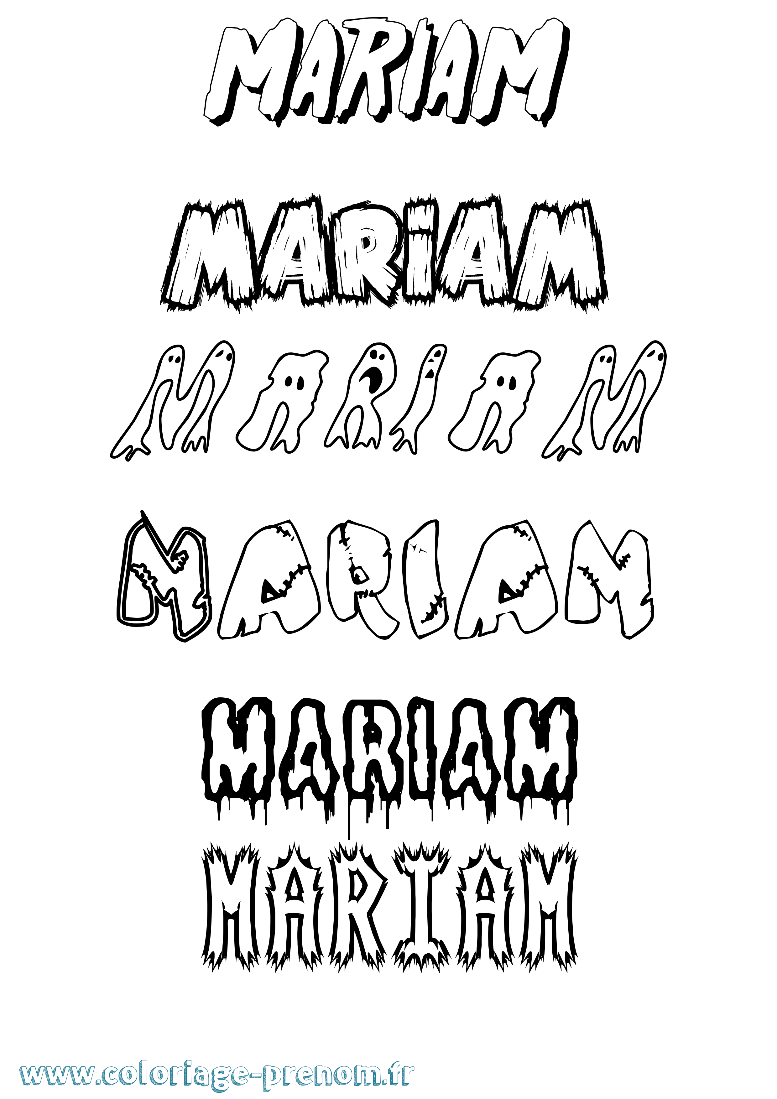 Coloriage prénom Mariam Frisson