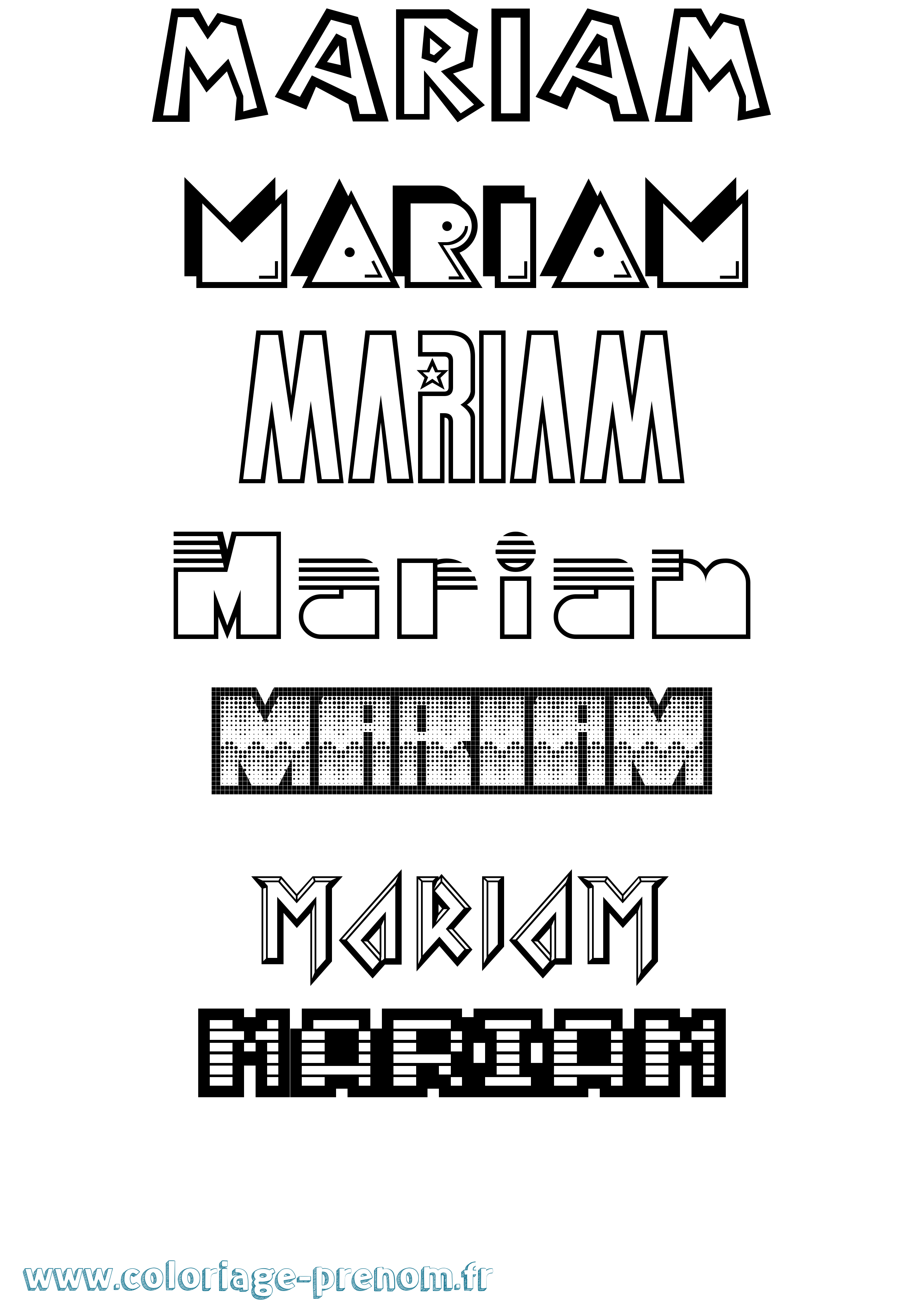 Coloriage prénom Mariam Jeux Vidéos