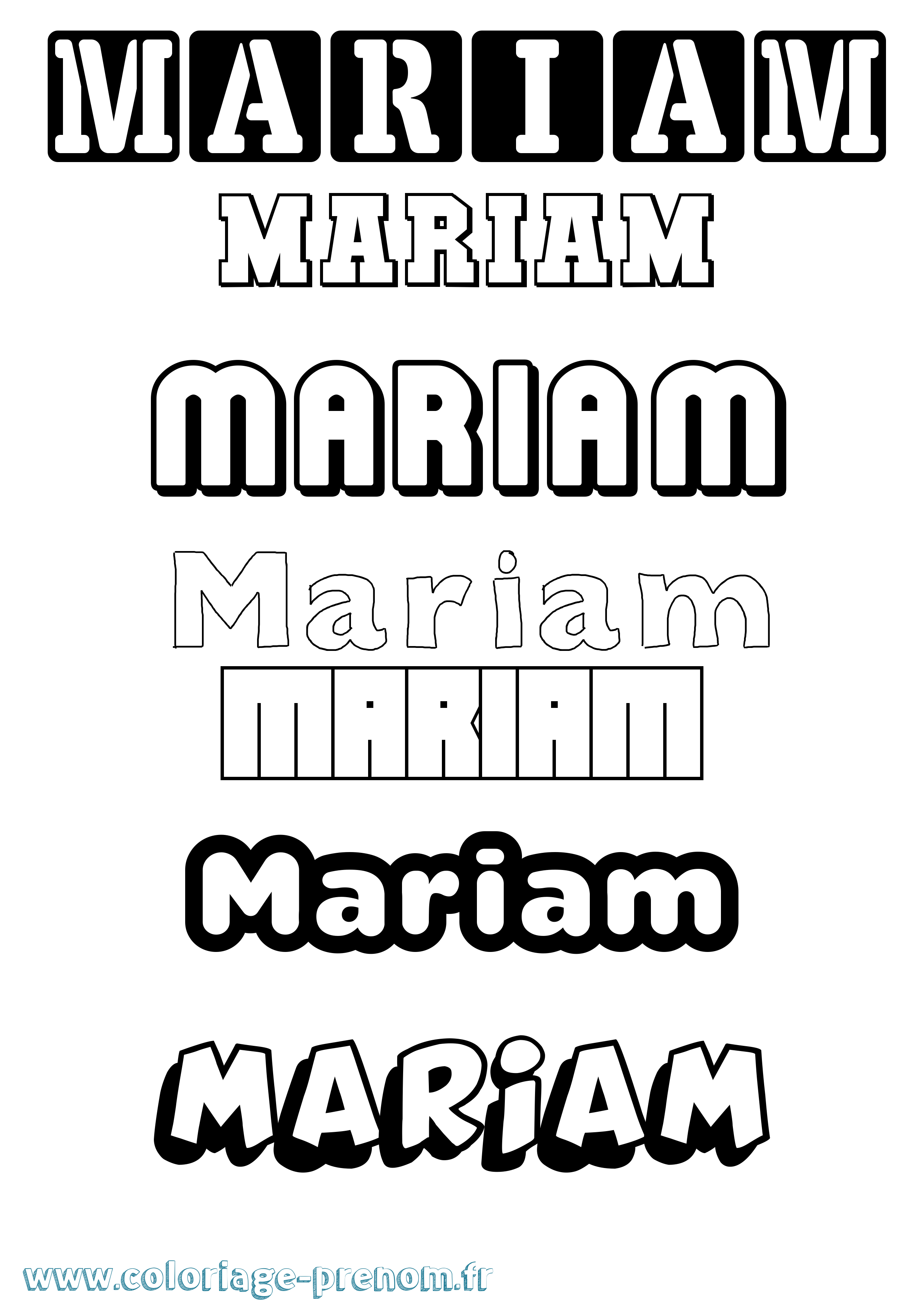 Coloriage prénom Mariam Simple