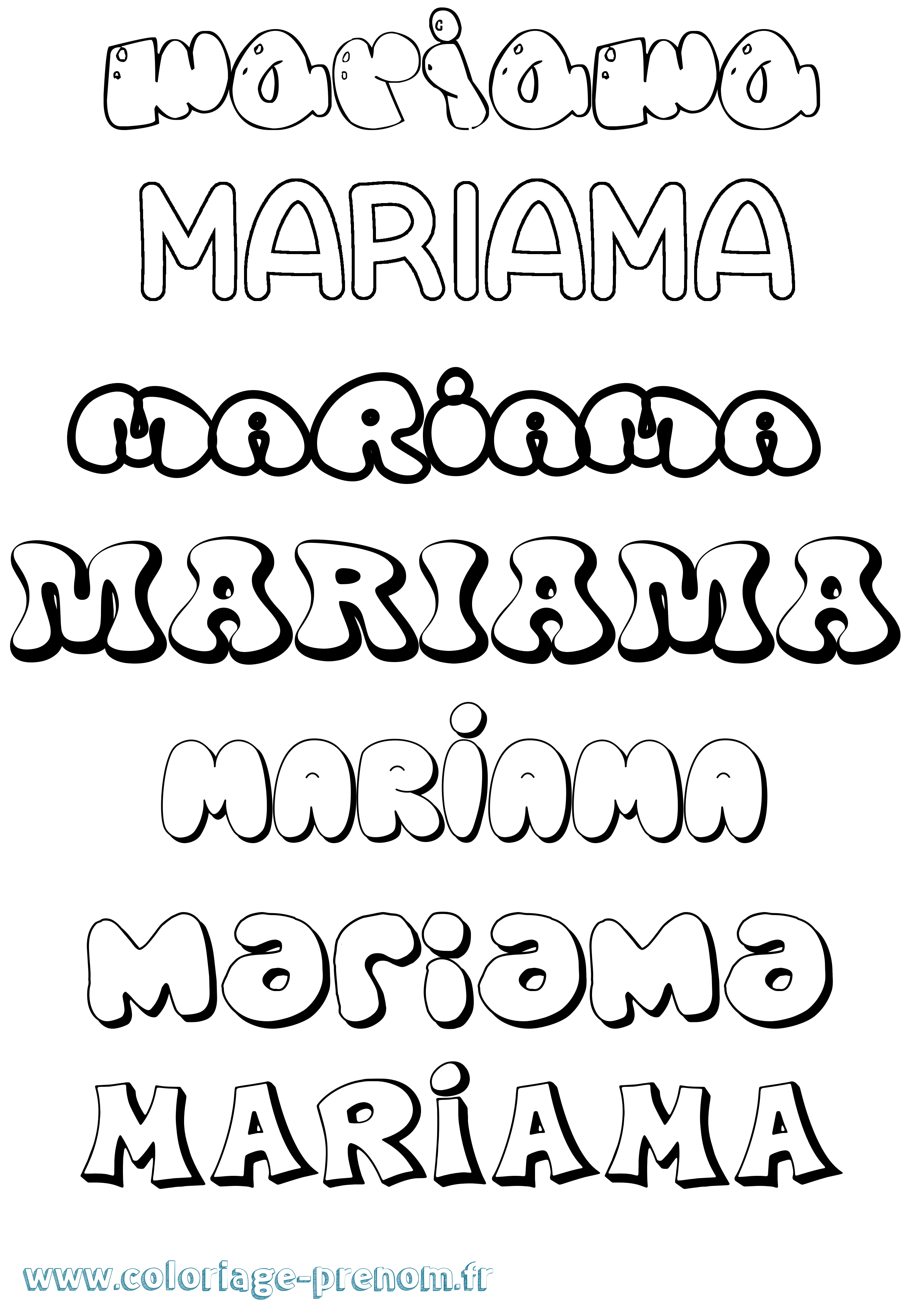 Coloriage Mariama Bubble Coloriage prénom Mariama Bubble