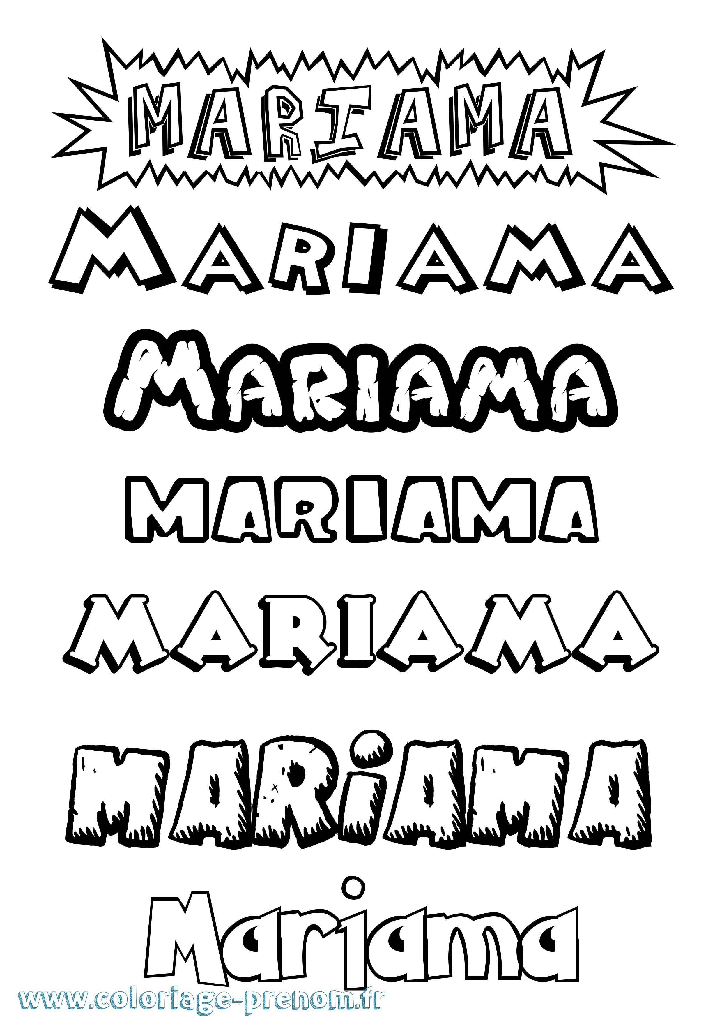 Coloriage prénom Mariama Dessin Animé