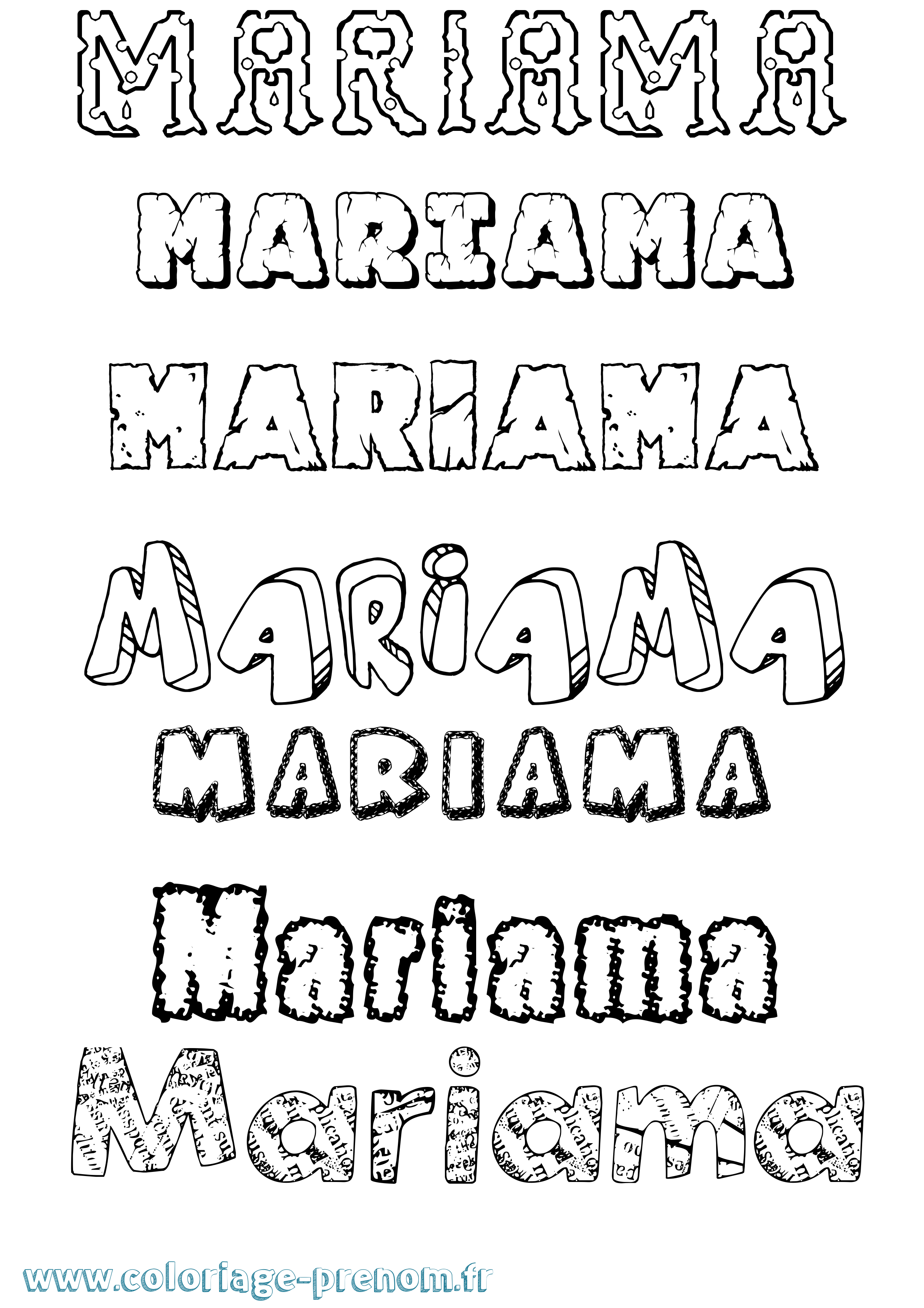 Coloriage prénom Mariama Destructuré