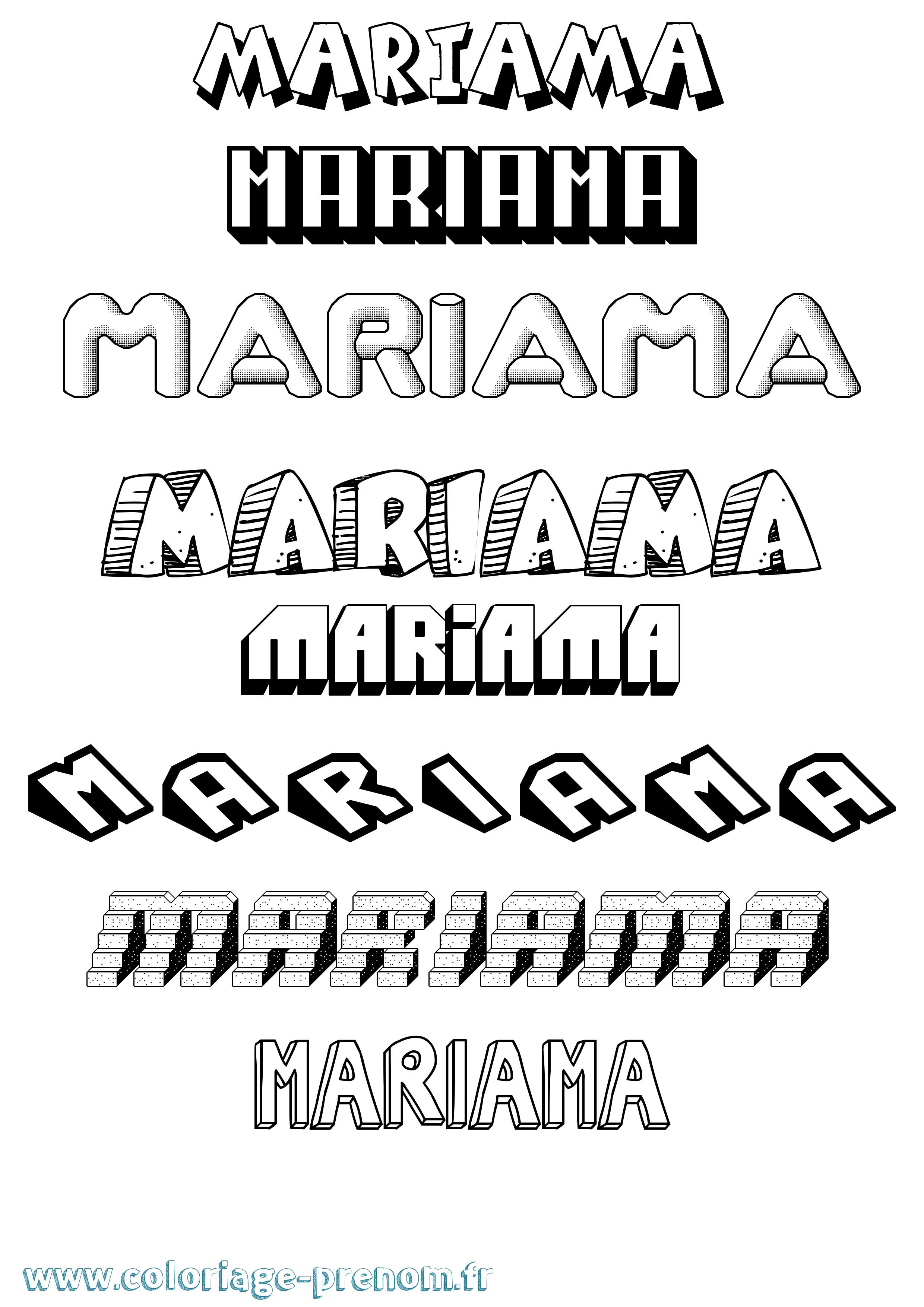 Coloriage prénom Mariama Effet 3D