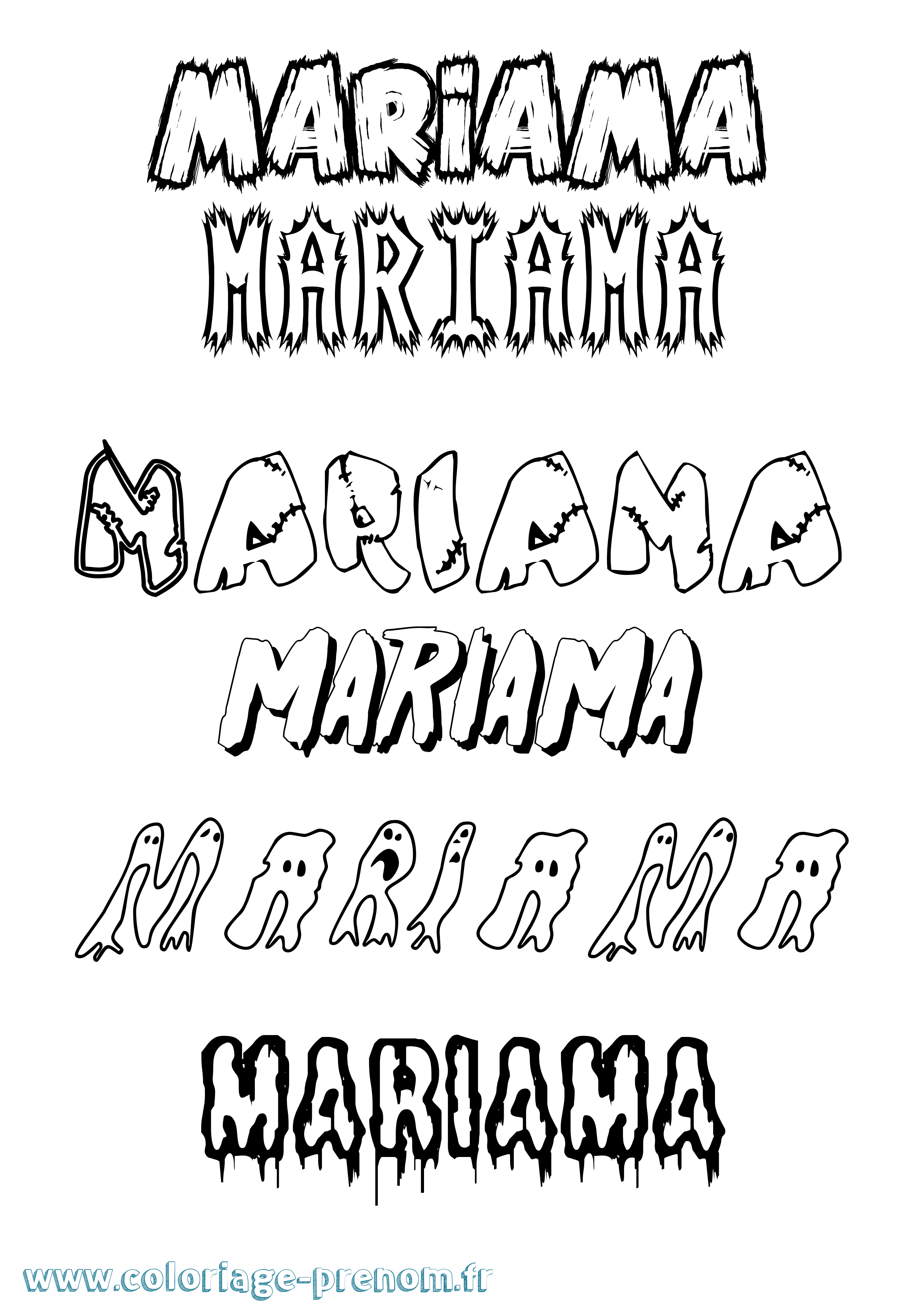 Coloriage prénom Mariama Frisson