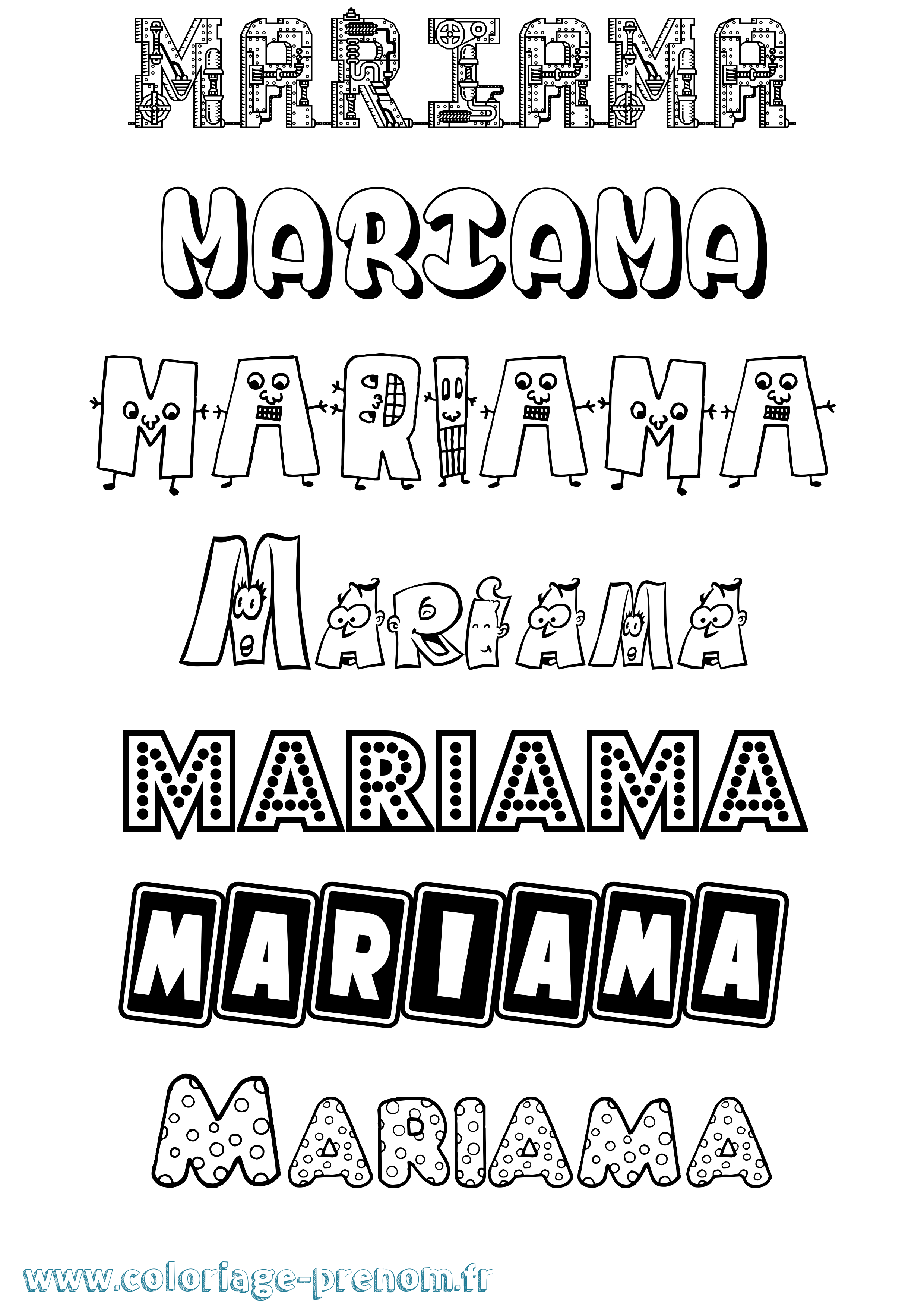 Coloriage prénom Mariama Fun