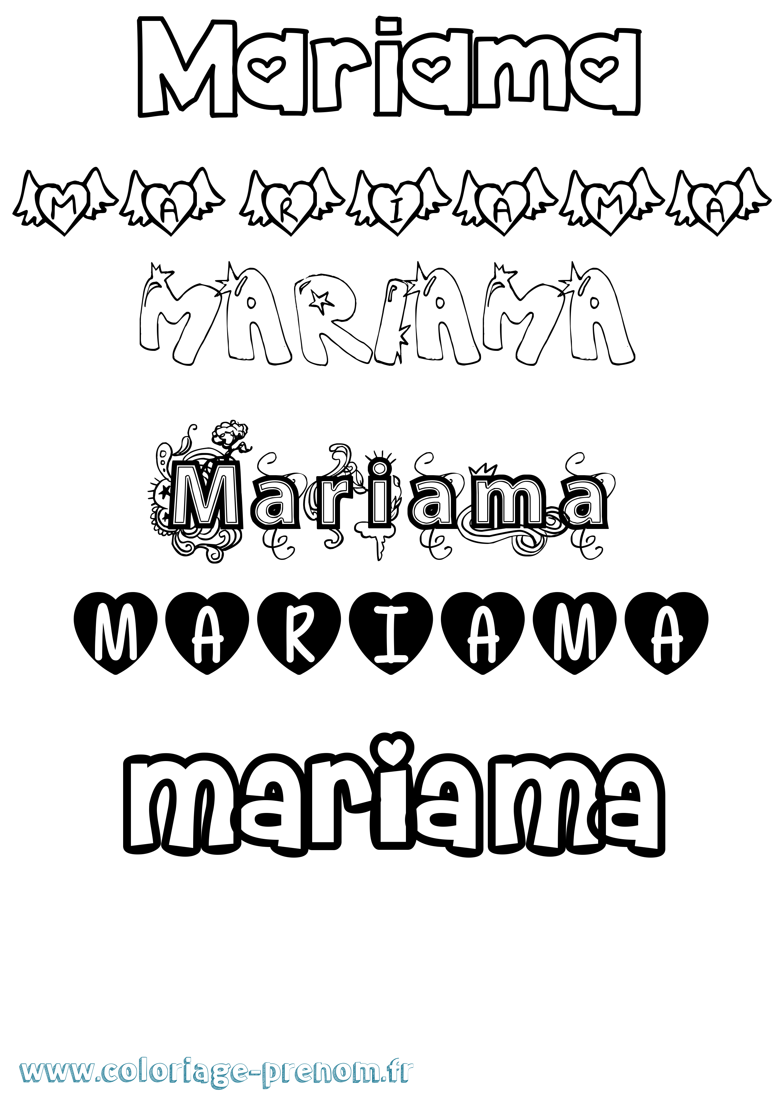 Coloriage Mariama Girly Coloriage prénom Mariama Girly