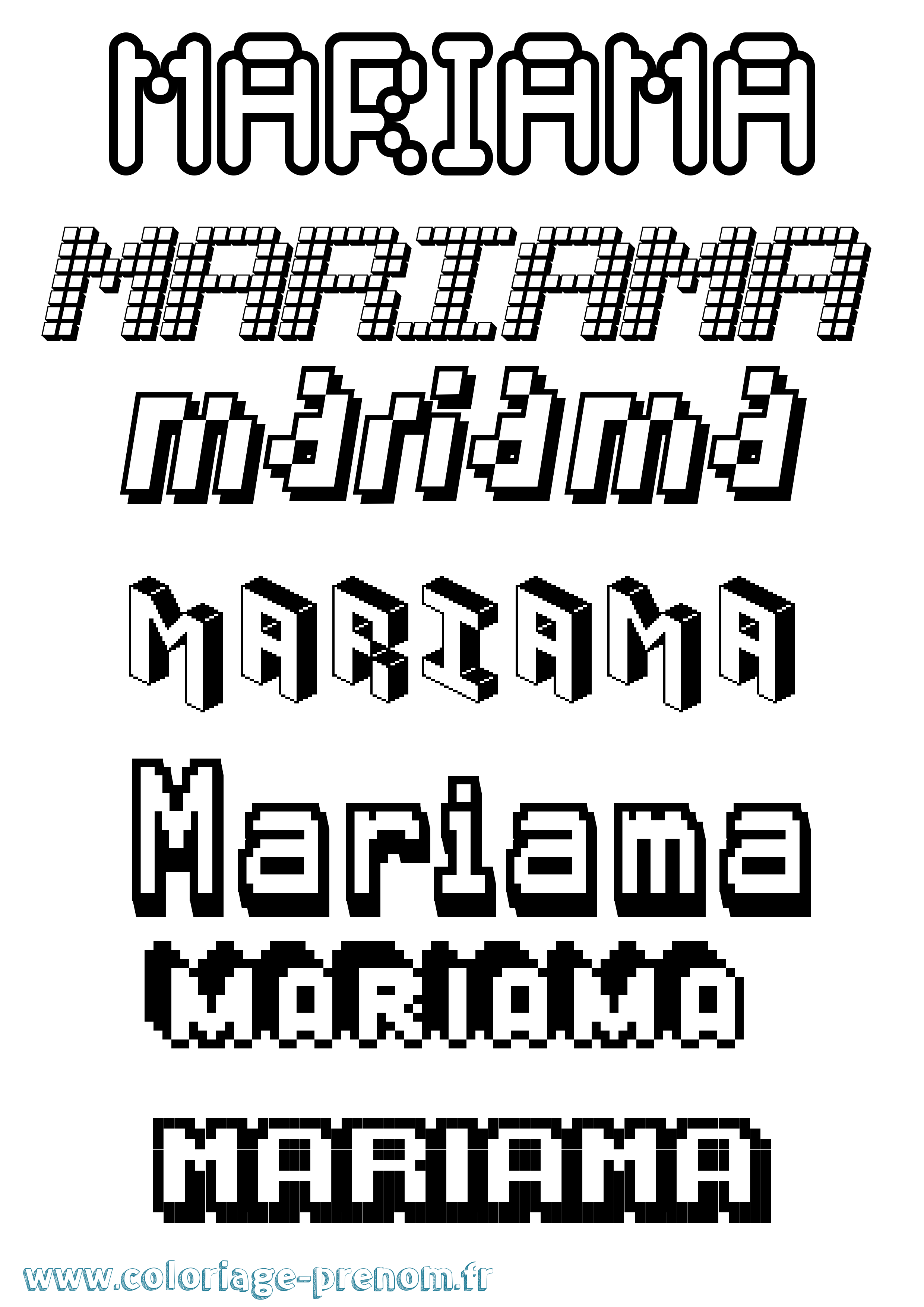 Coloriage prénom Mariama Pixel