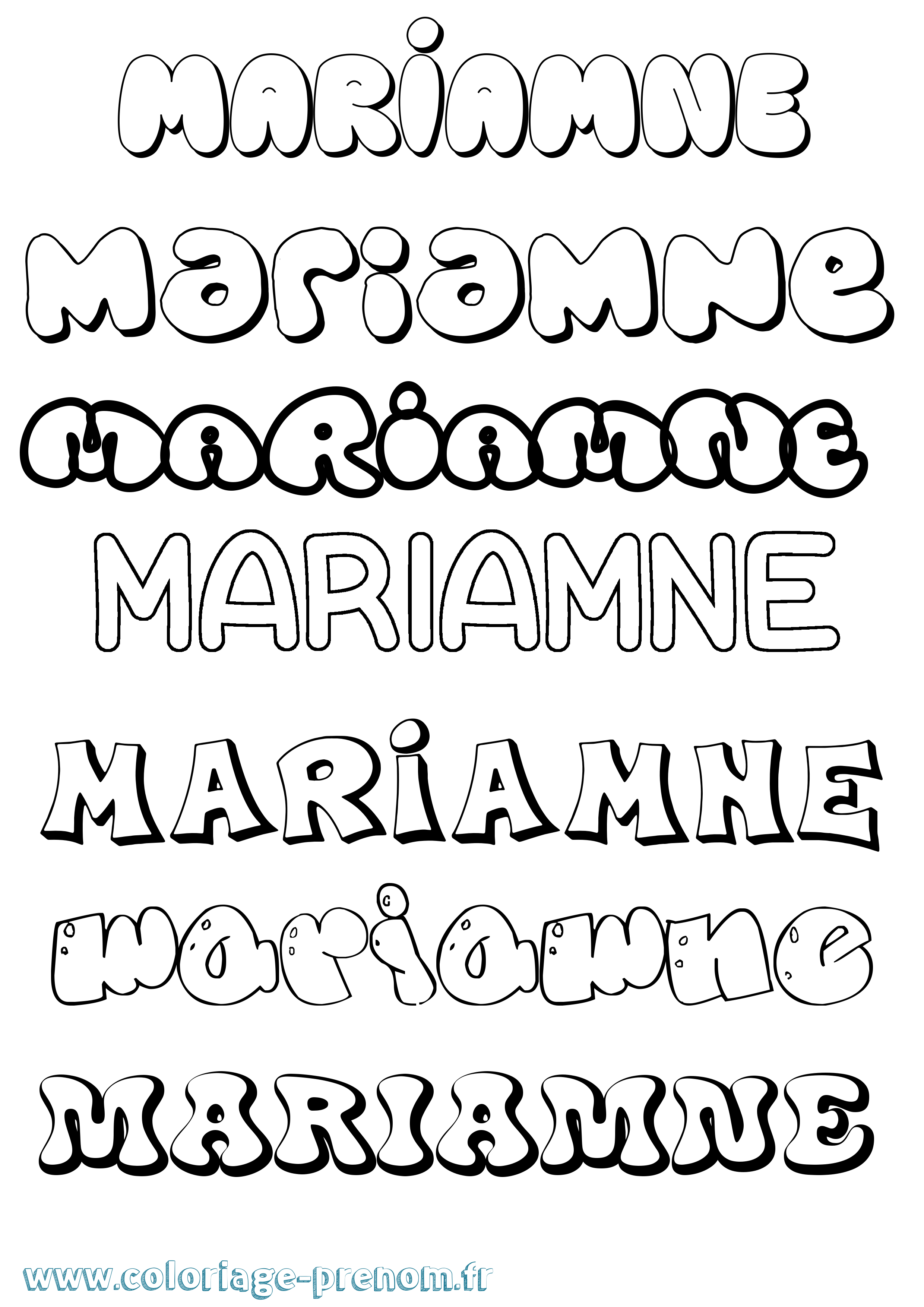Coloriage prénom Mariamne Bubble