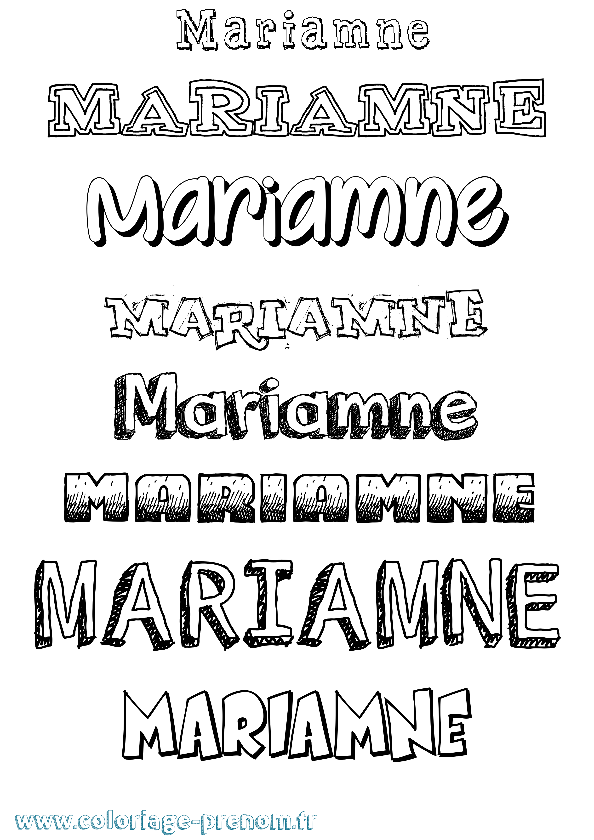 Coloriage prénom Mariamne Dessiné