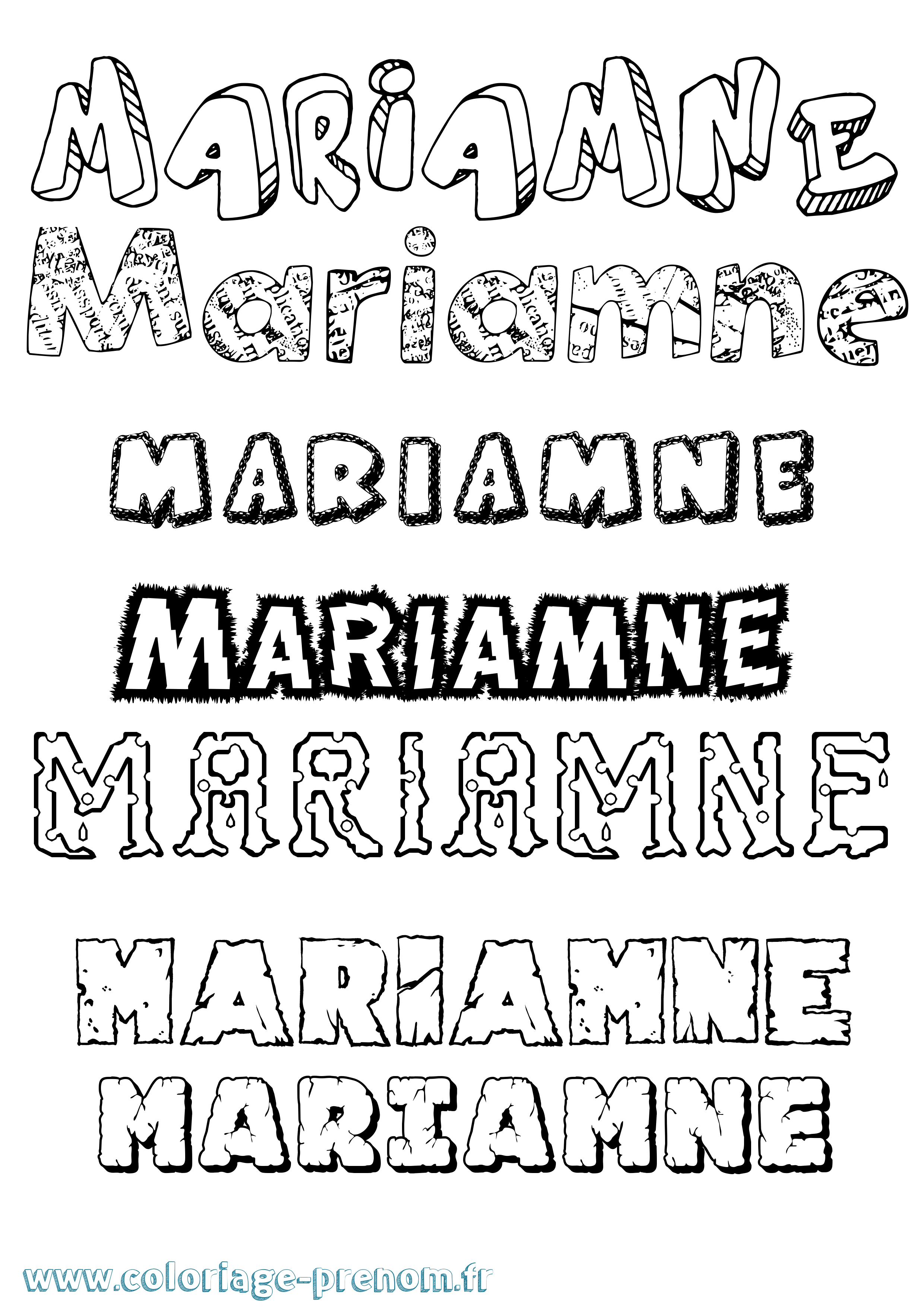 Coloriage prénom Mariamne Destructuré